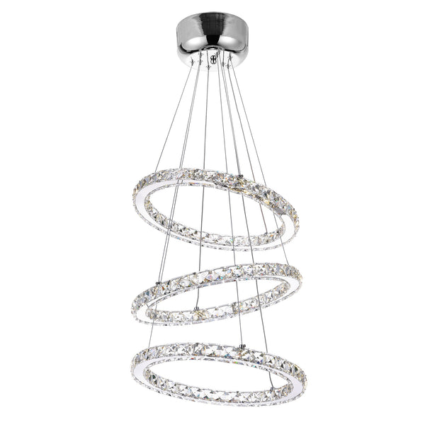 Ring Integrated LED 3 - Ring 16in Chrome Chandelier - CWI Lighting