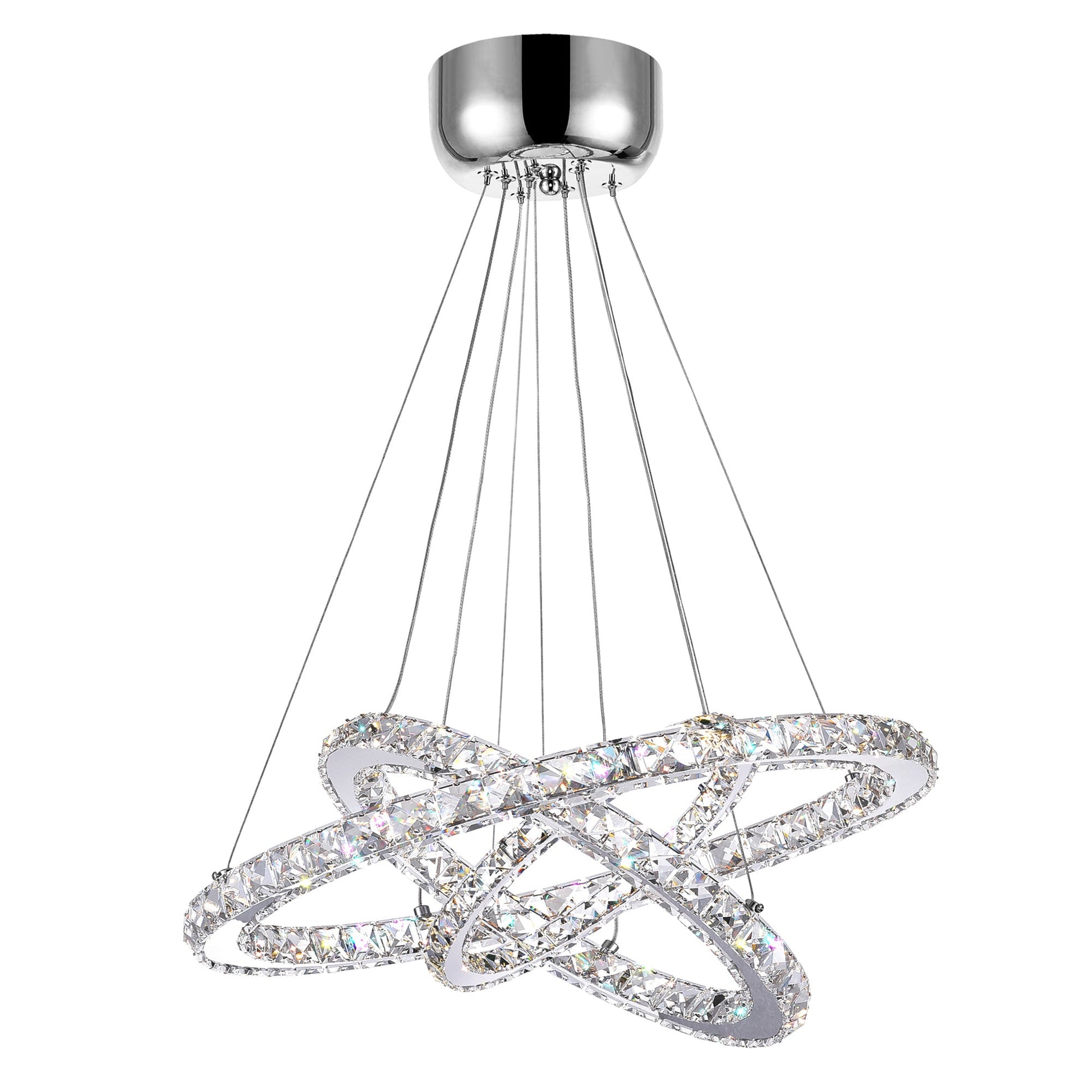 Ring Integrated LED 3 - Ring 32in Chrome Chandelier - CWI Lighting
