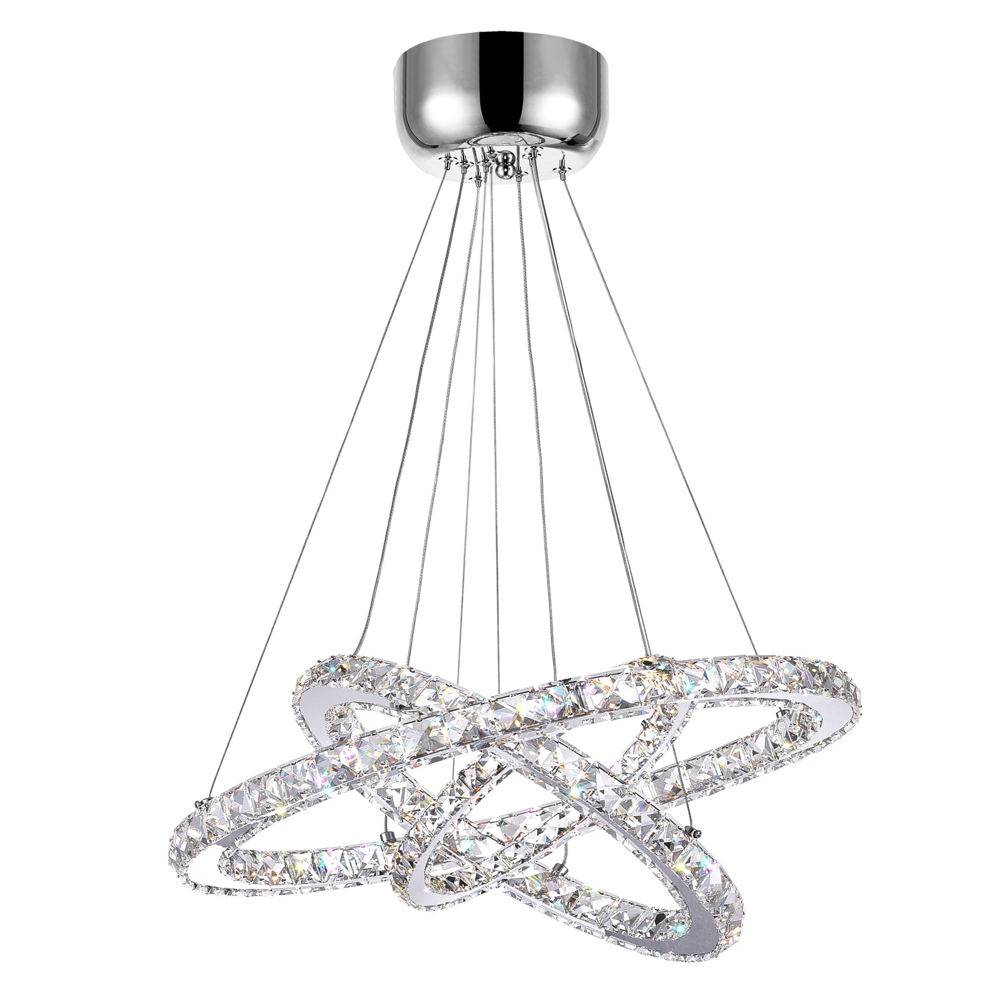 Ring Integrated LED 3 - Ring 32in Chrome Chandelier - CWI Lighting