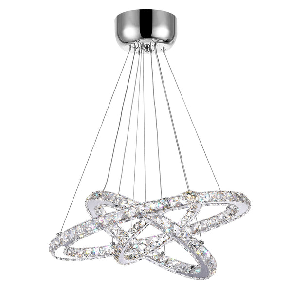 Ring Integrated LED 3 - Ring 32in Chrome Chandelier - CWI Lighting
