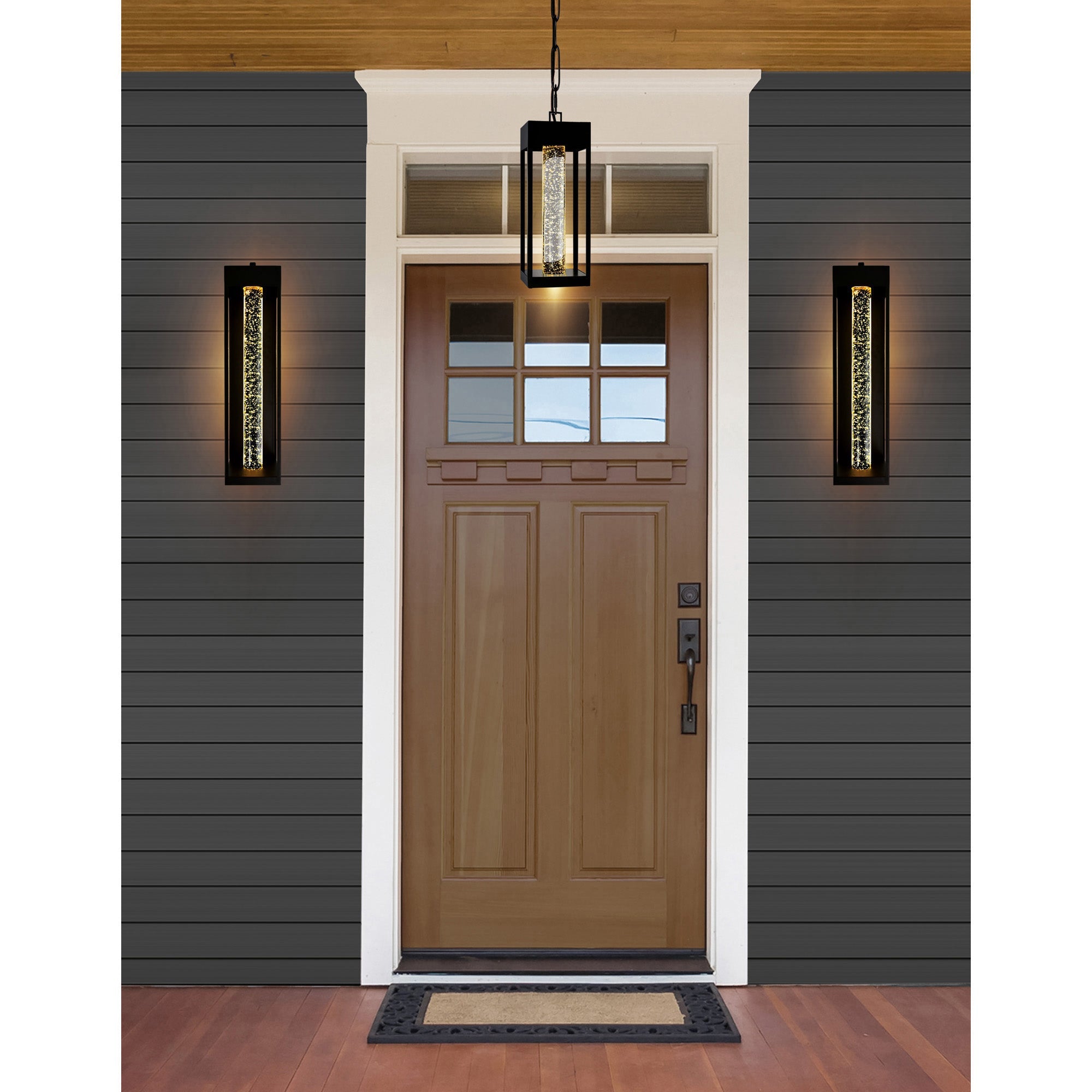 Rochester Integrated LED Black Outdoor Pendant - CWI Lighting