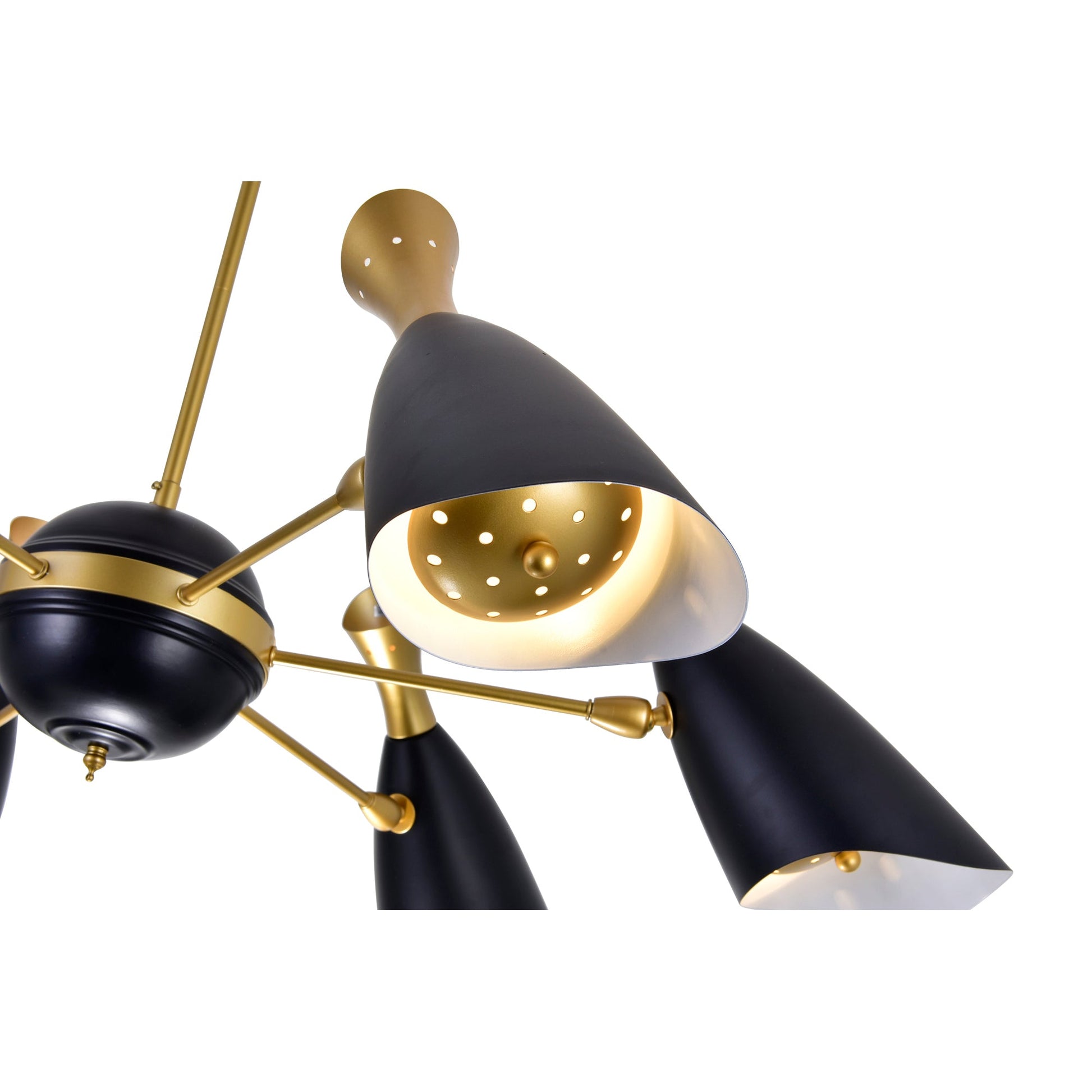 Rolin 12 Light Down Chandelier With Matte Black & Satin Gold Finish - CWI Lighting