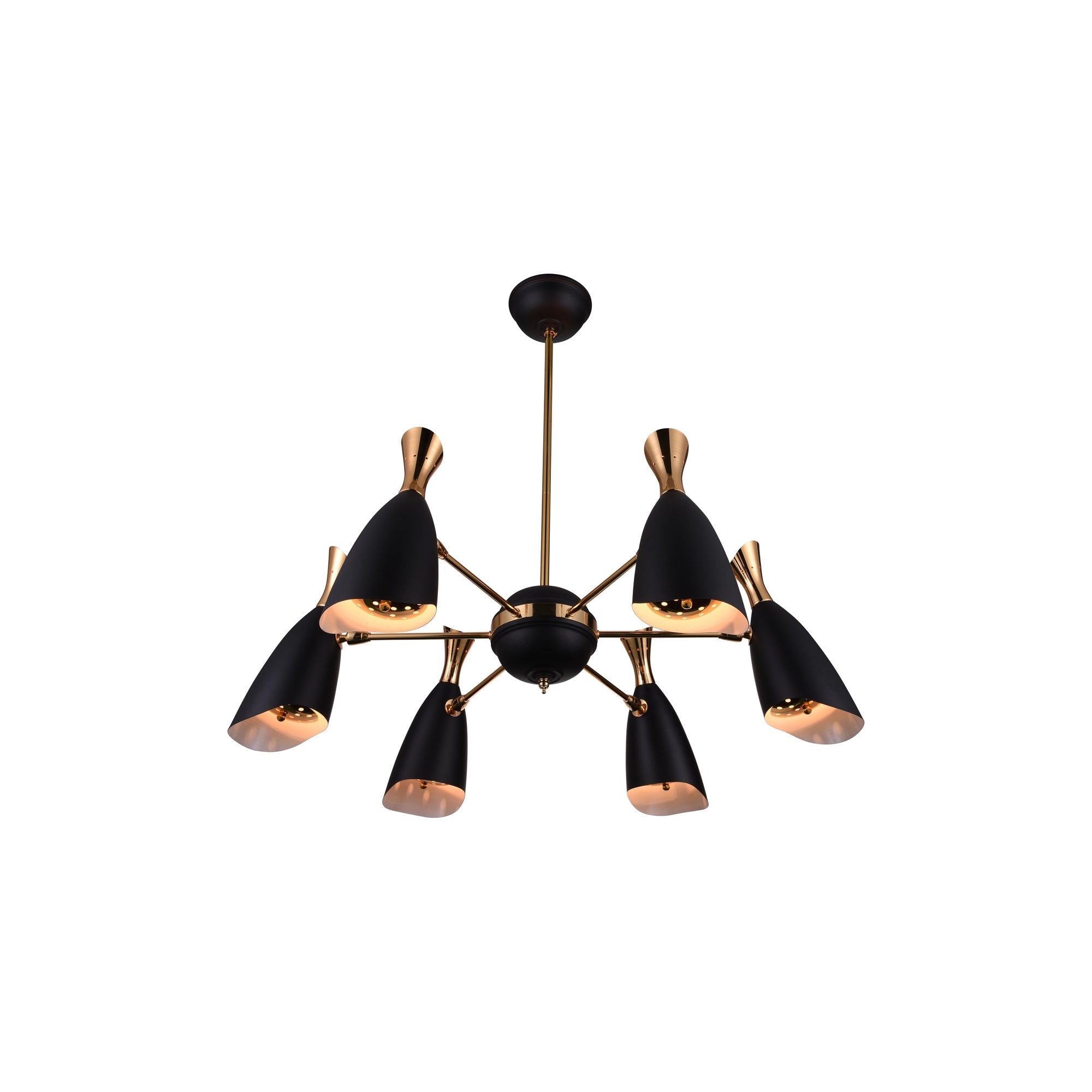 Rolin 12 Light Down Chandelier With Matte Black & Satin Gold Finish - CWI Lighting