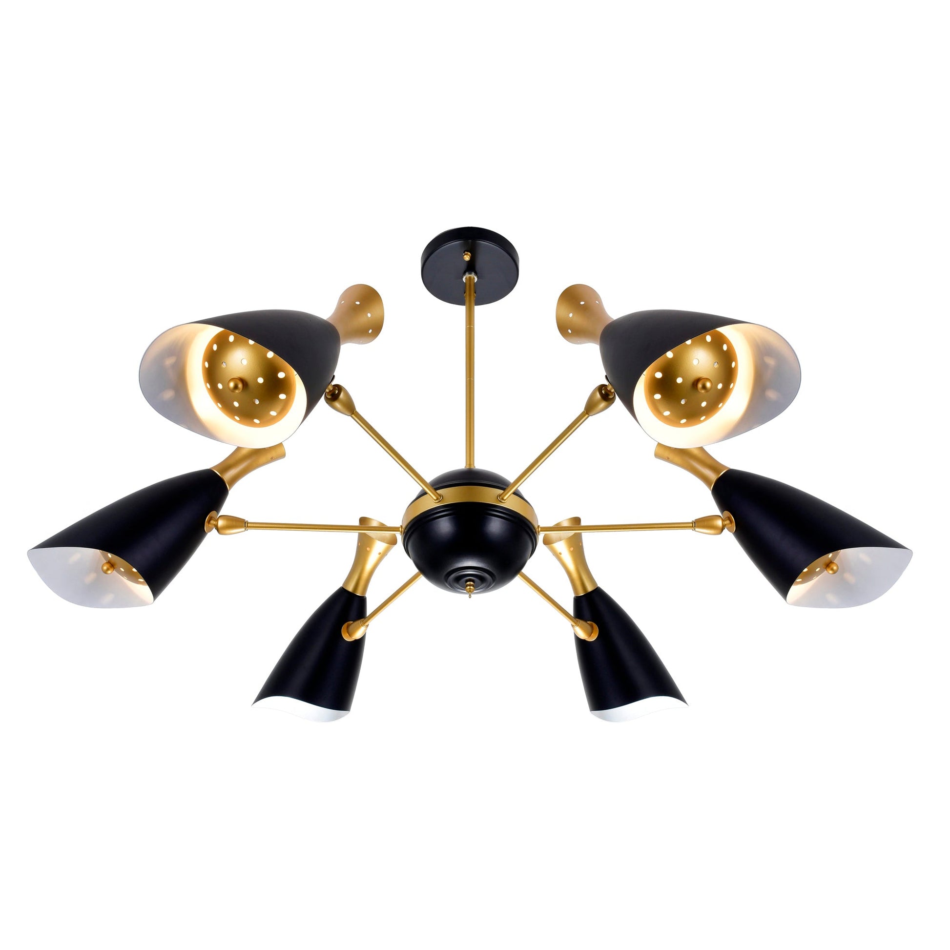 Rolin 12 Light Down Chandelier With Matte Black & Satin Gold Finish - CWI Lighting