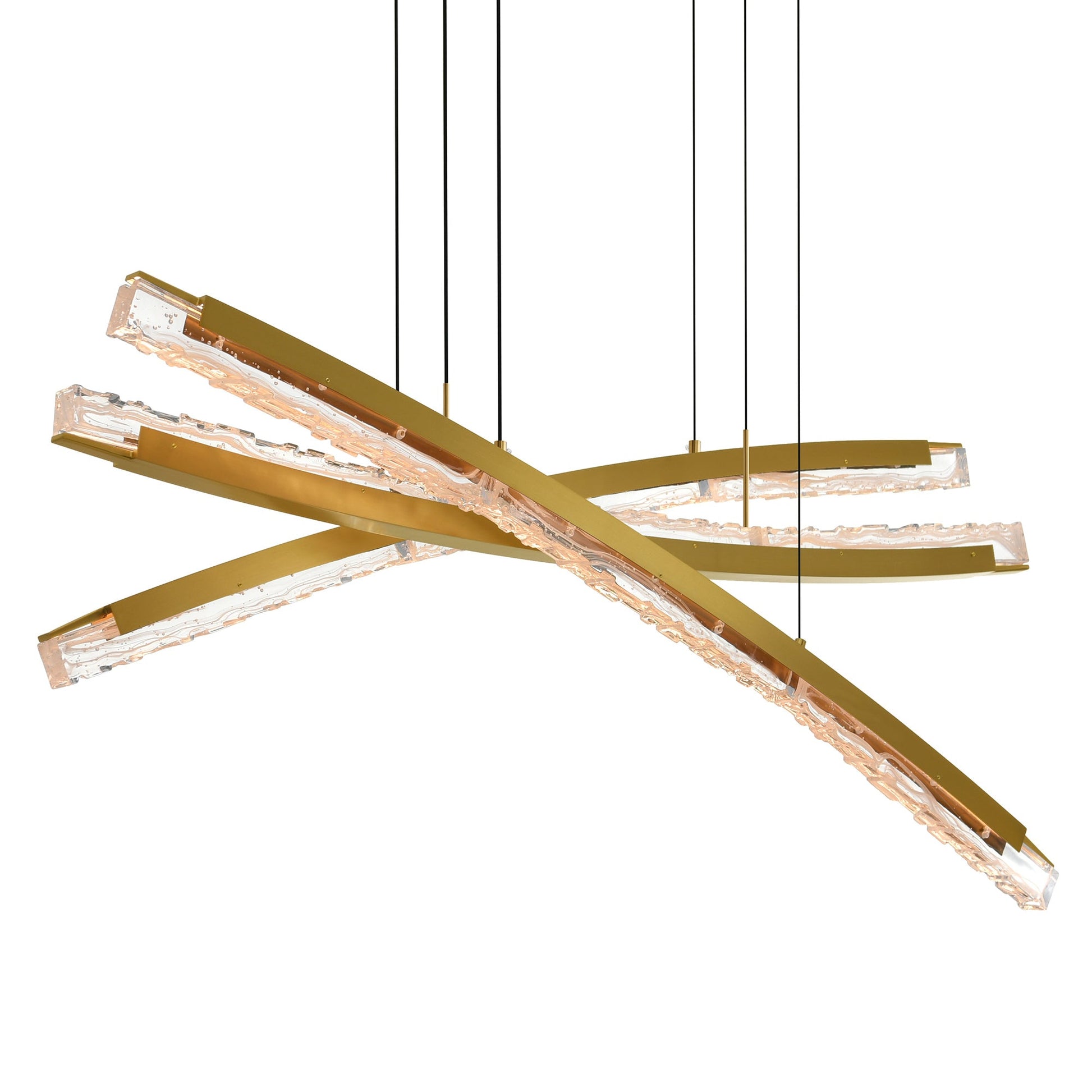 Saber Integrated LED 50in Brass Chandelier with Handcrafted Glass - CWI Lighting