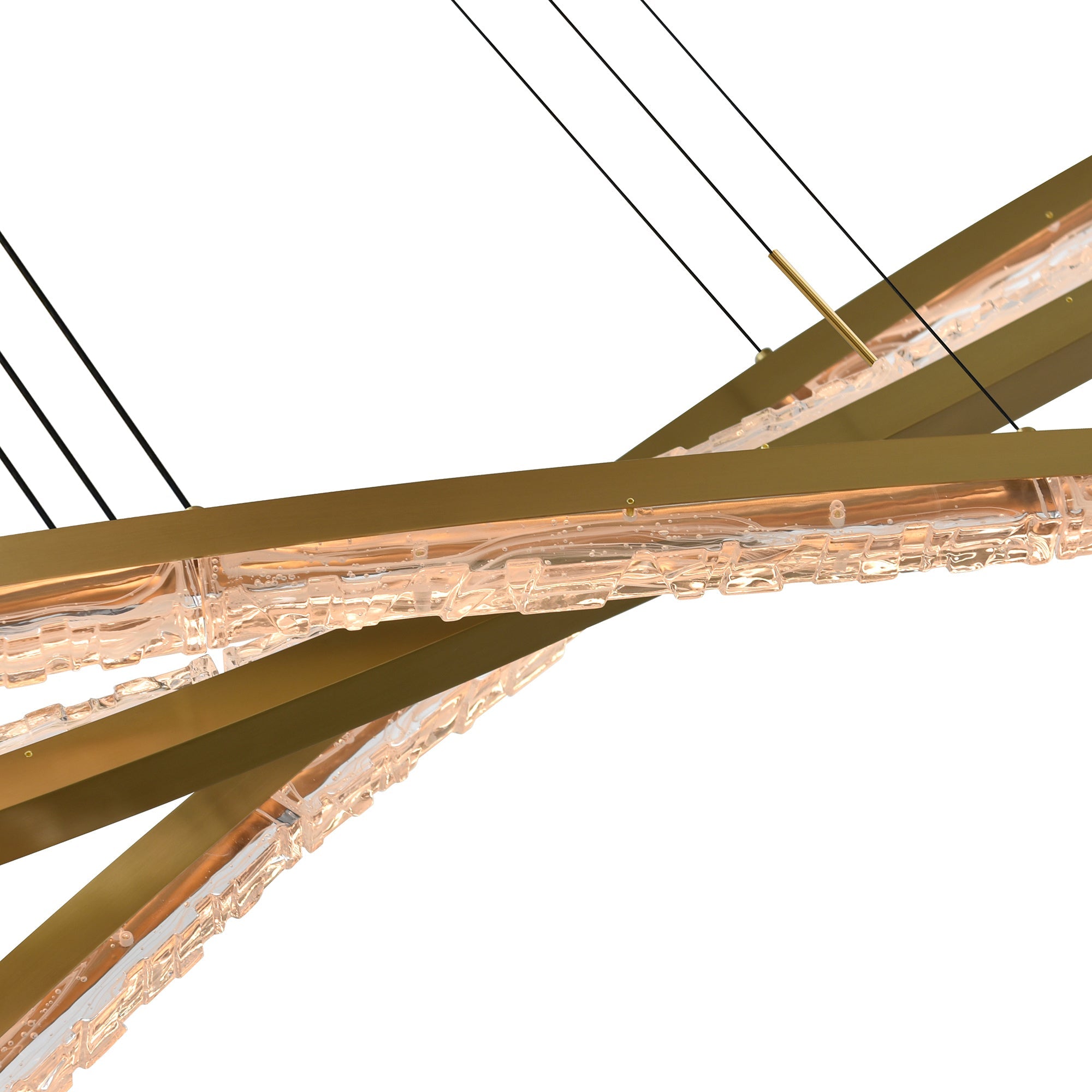 Saber Integrated LED 50in Brass Chandelier with Handcrafted Glass - CWI Lighting