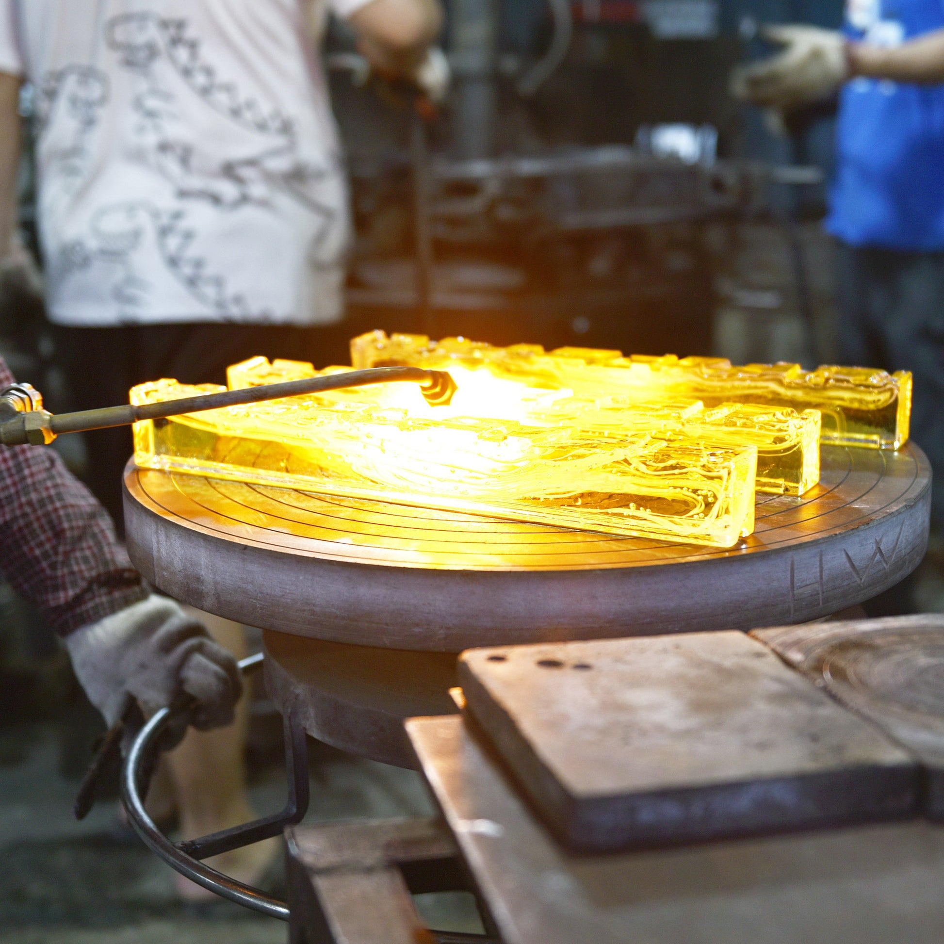 Saber Integrated LED 50in Brass Chandelier with Handcrafted Glass - CWI Lighting