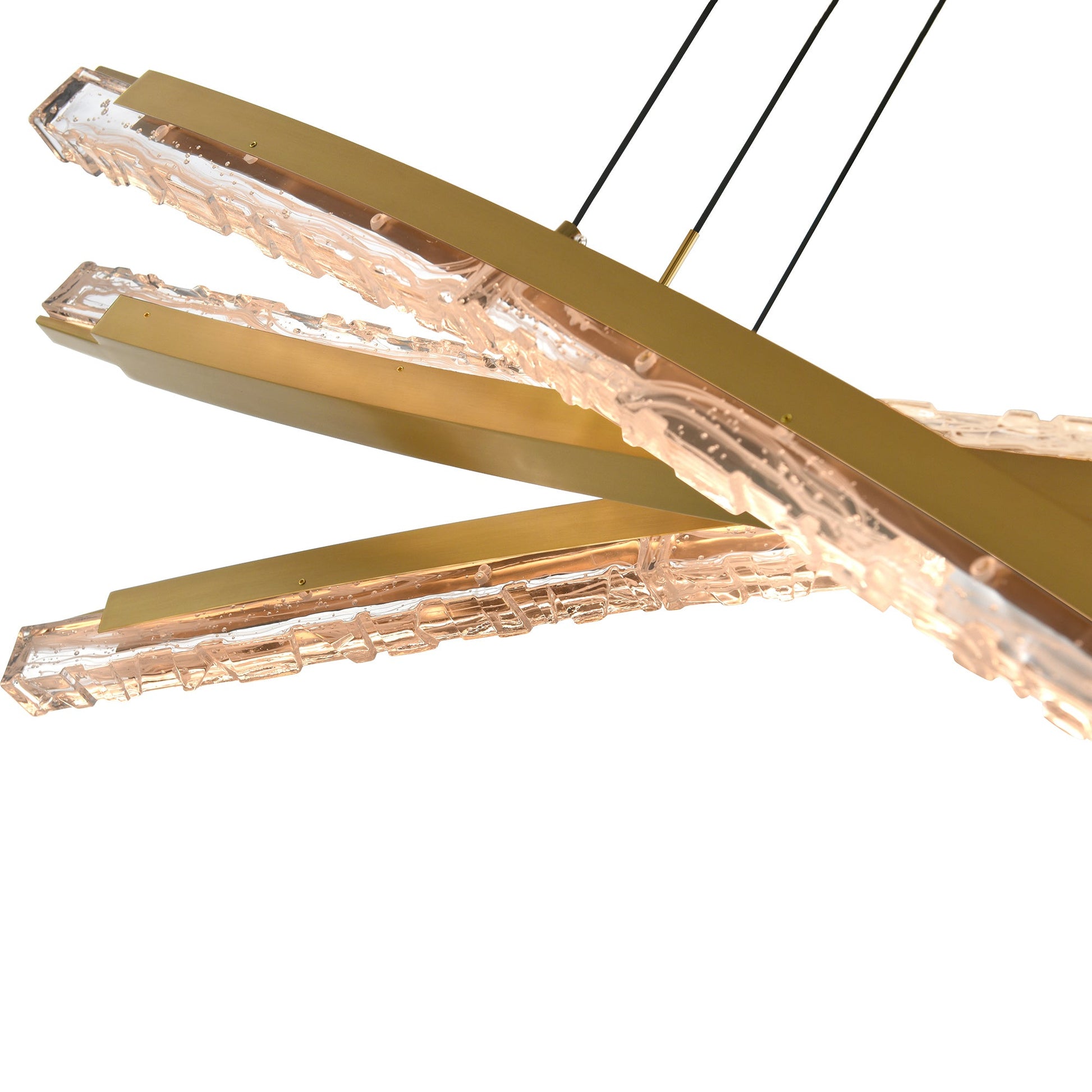 Saber Integrated LED 50in Brass Chandelier with Handcrafted Glass - CWI Lighting
