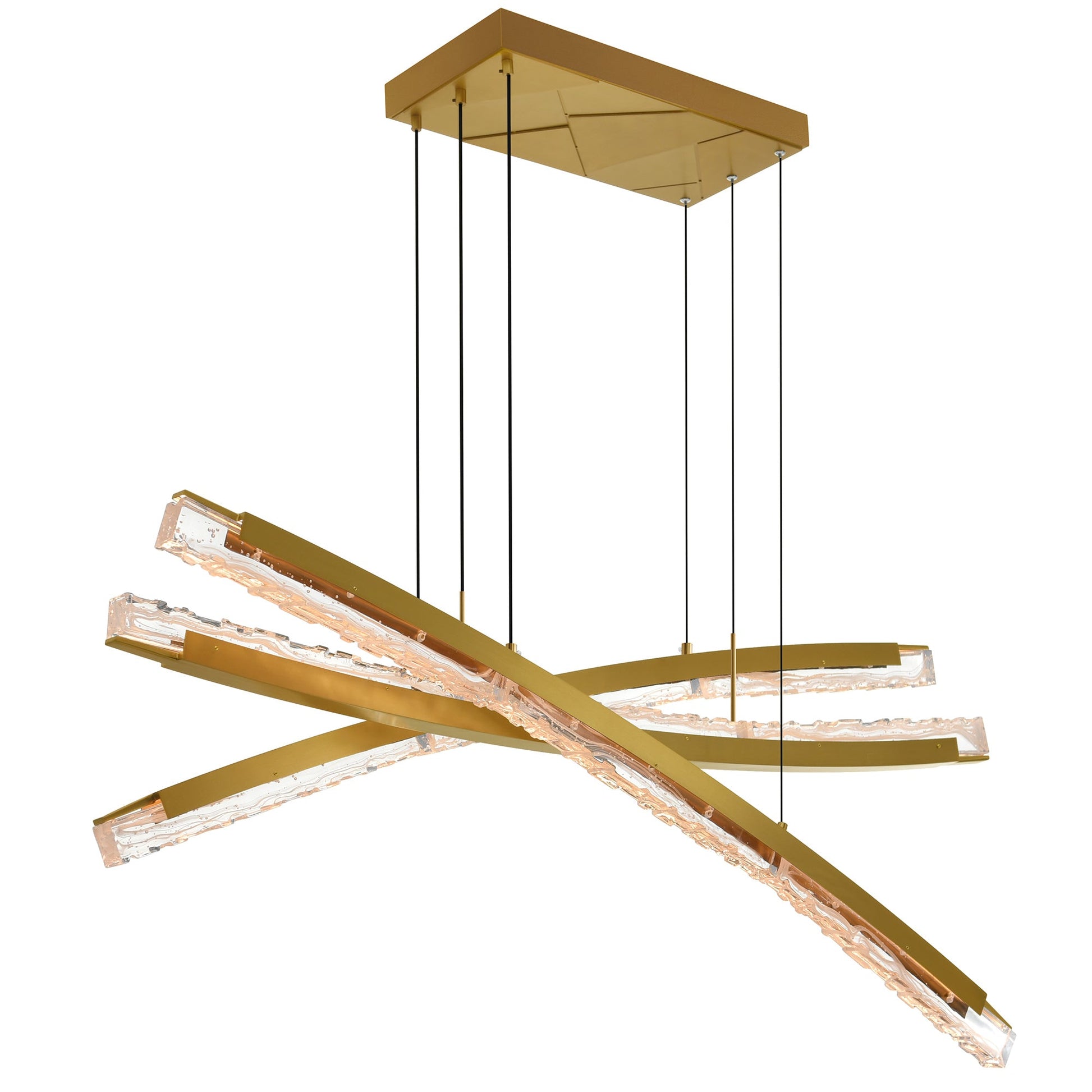 Saber Integrated LED 50in Brass Chandelier with Handcrafted Glass - CWI Lighting