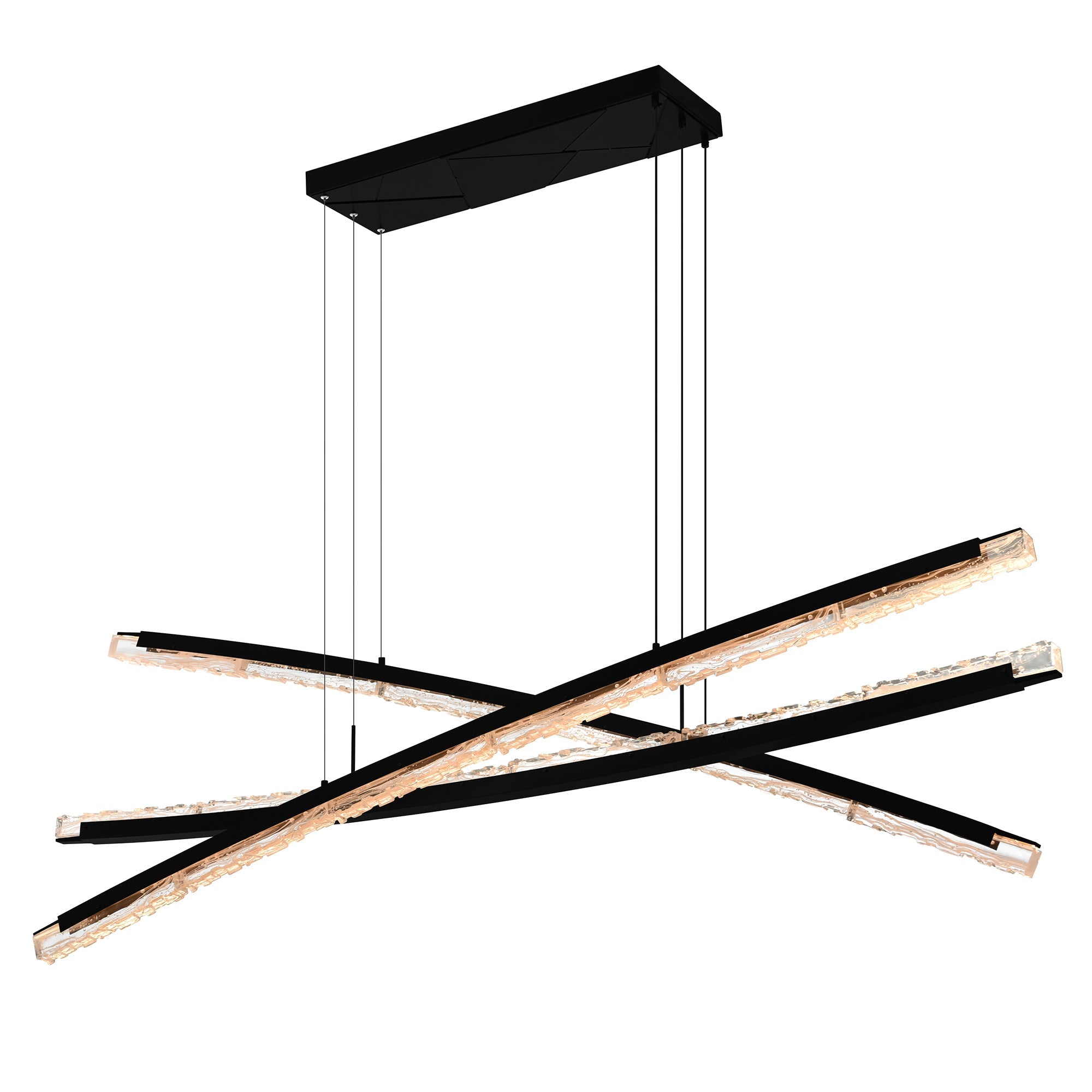 Saber Integrated LED 70in Black Chandelier with Handcrafted Glass - CWI Lighting