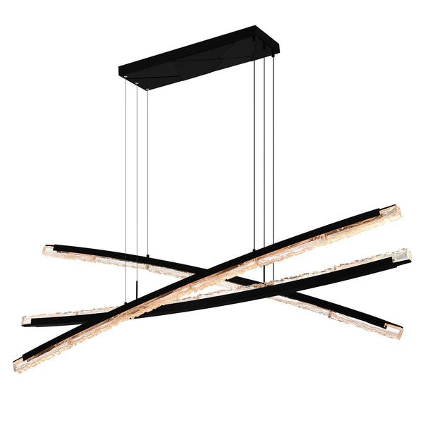 Saber Integrated LED 70in Black Chandelier with Handcrafted Glass - CWI Lighting