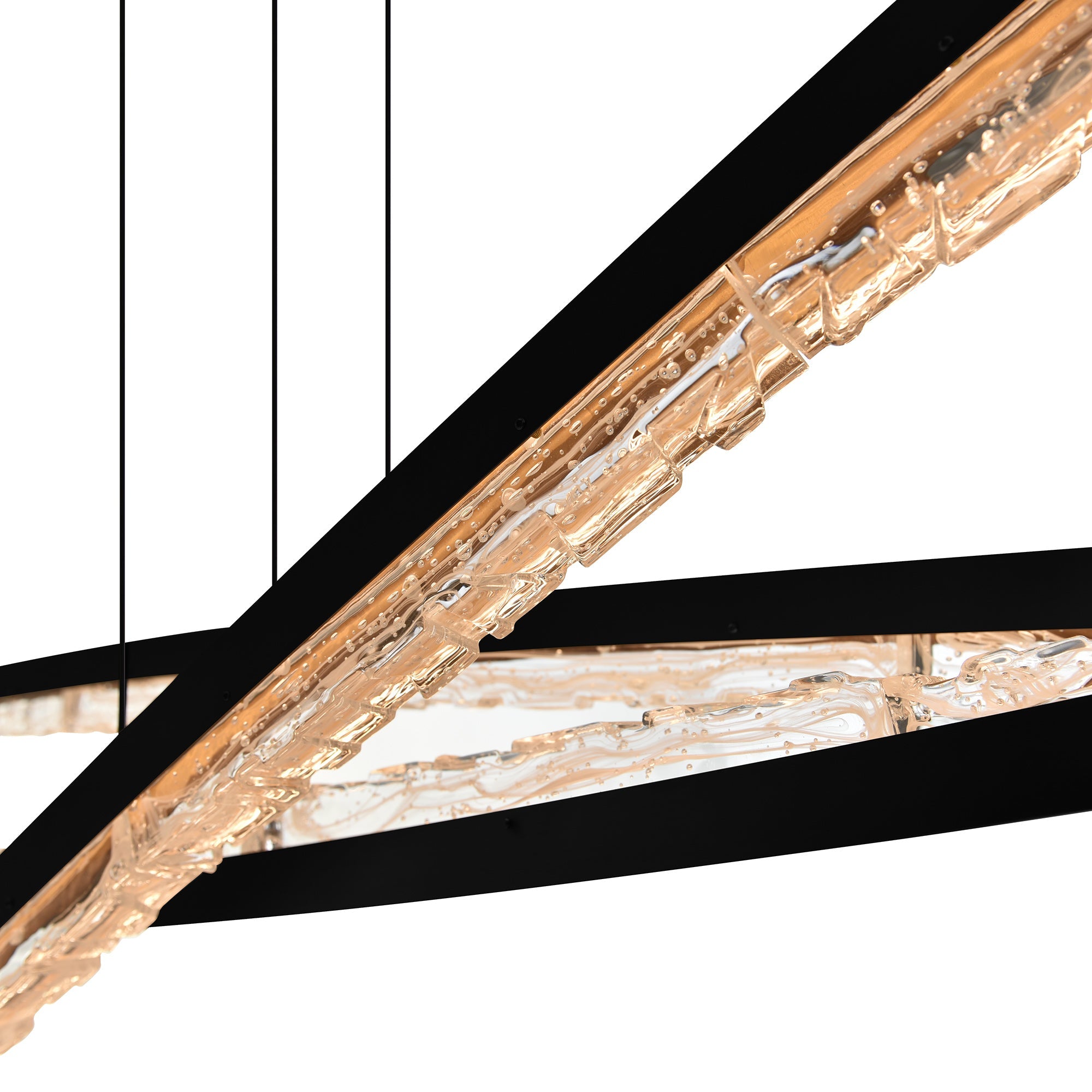 Saber Integrated LED 70in Black Chandelier with Handcrafted Glass - CWI Lighting