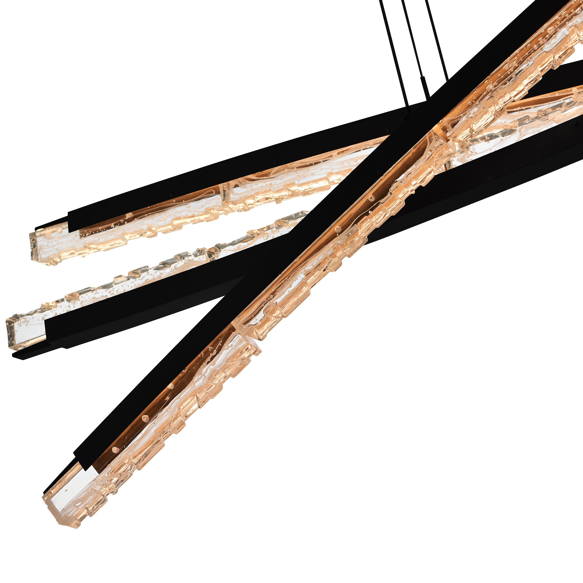 Saber Integrated LED 70in Black Chandelier with Handcrafted Glass - CWI Lighting