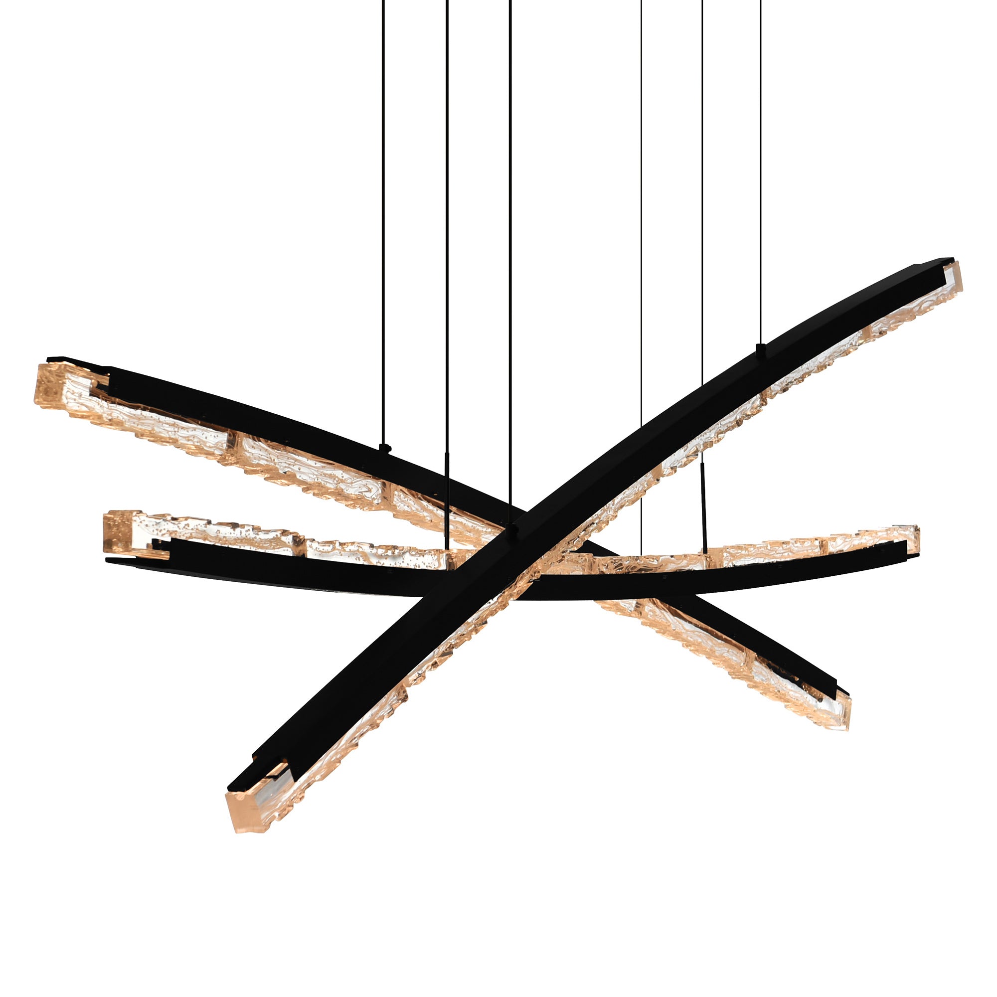 Saber Integrated LED 70in Black Chandelier with Handcrafted Glass - CWI Lighting