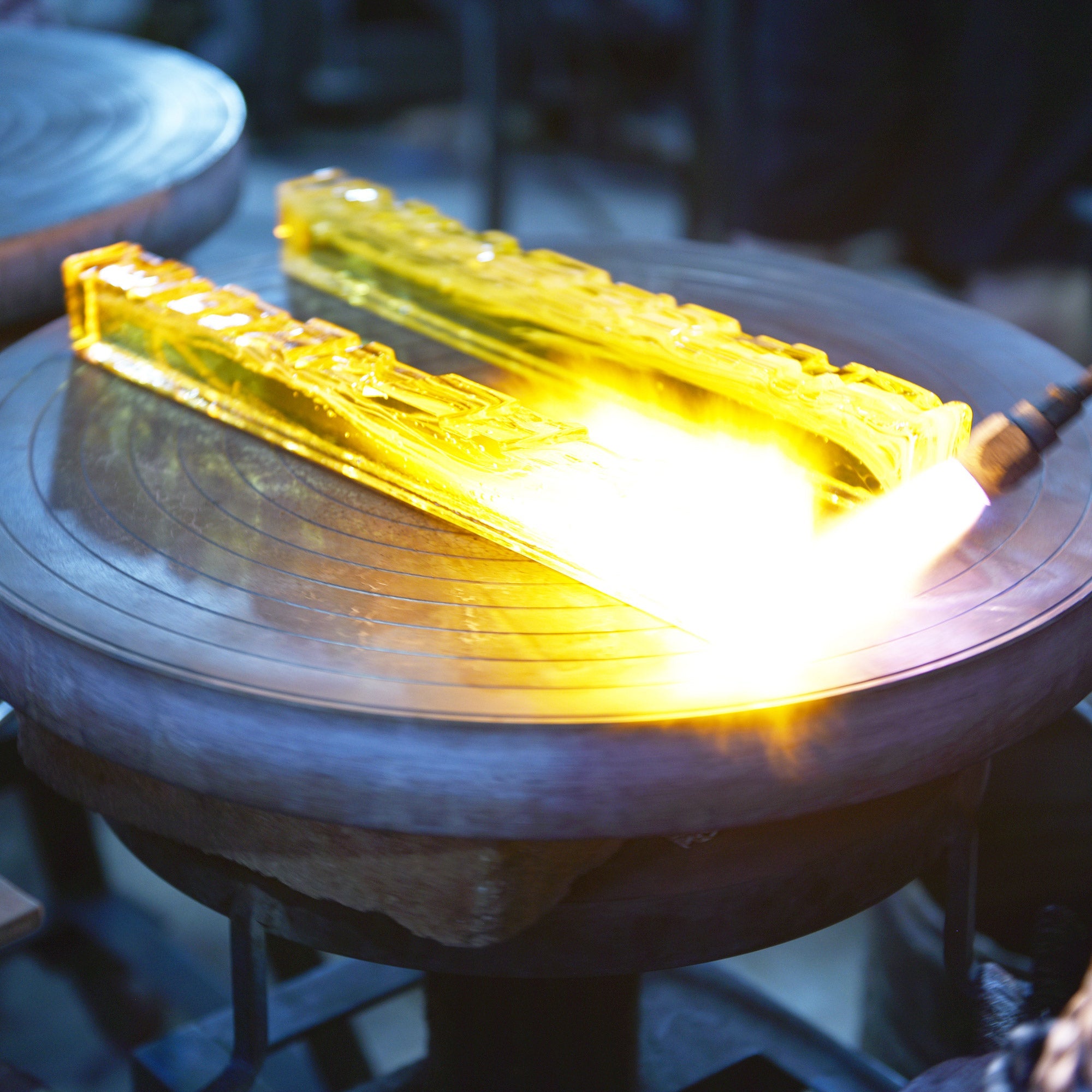 Saber Integrated LED 70in Brass Chandelier with Handcrafted Glass - CWI Lighting