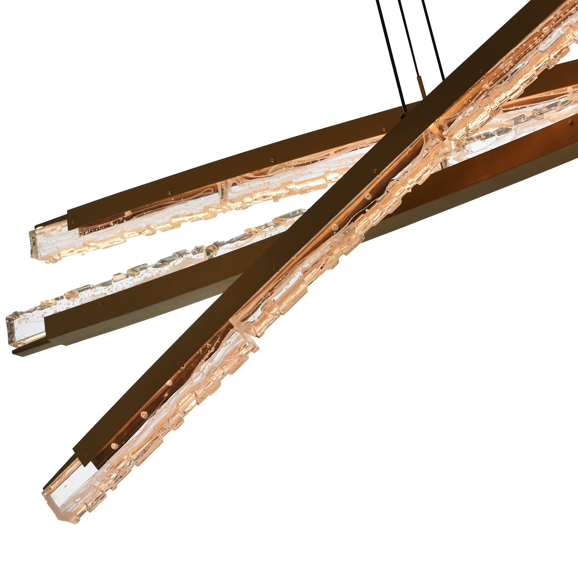 Saber Integrated LED 70in Brass Chandelier with Handcrafted Glass - CWI Lighting