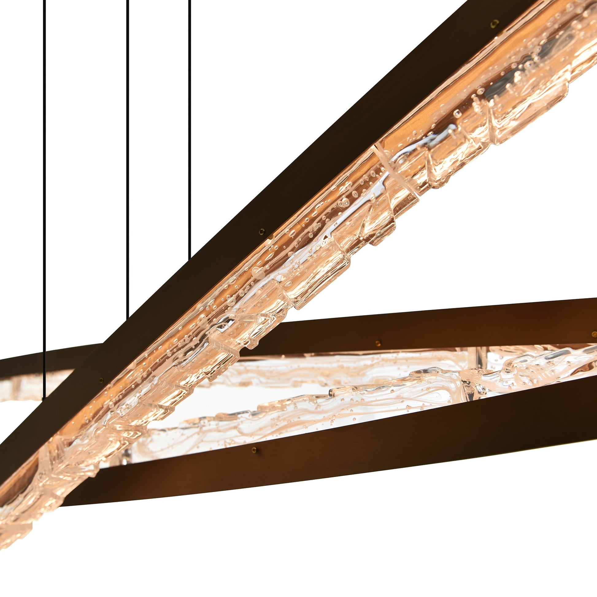 Saber Integrated LED 70in Brass Chandelier with Handcrafted Glass - CWI Lighting