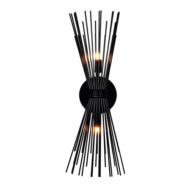 Savannah 2 Light 8in Black Wall Sconce - CWI Lighting