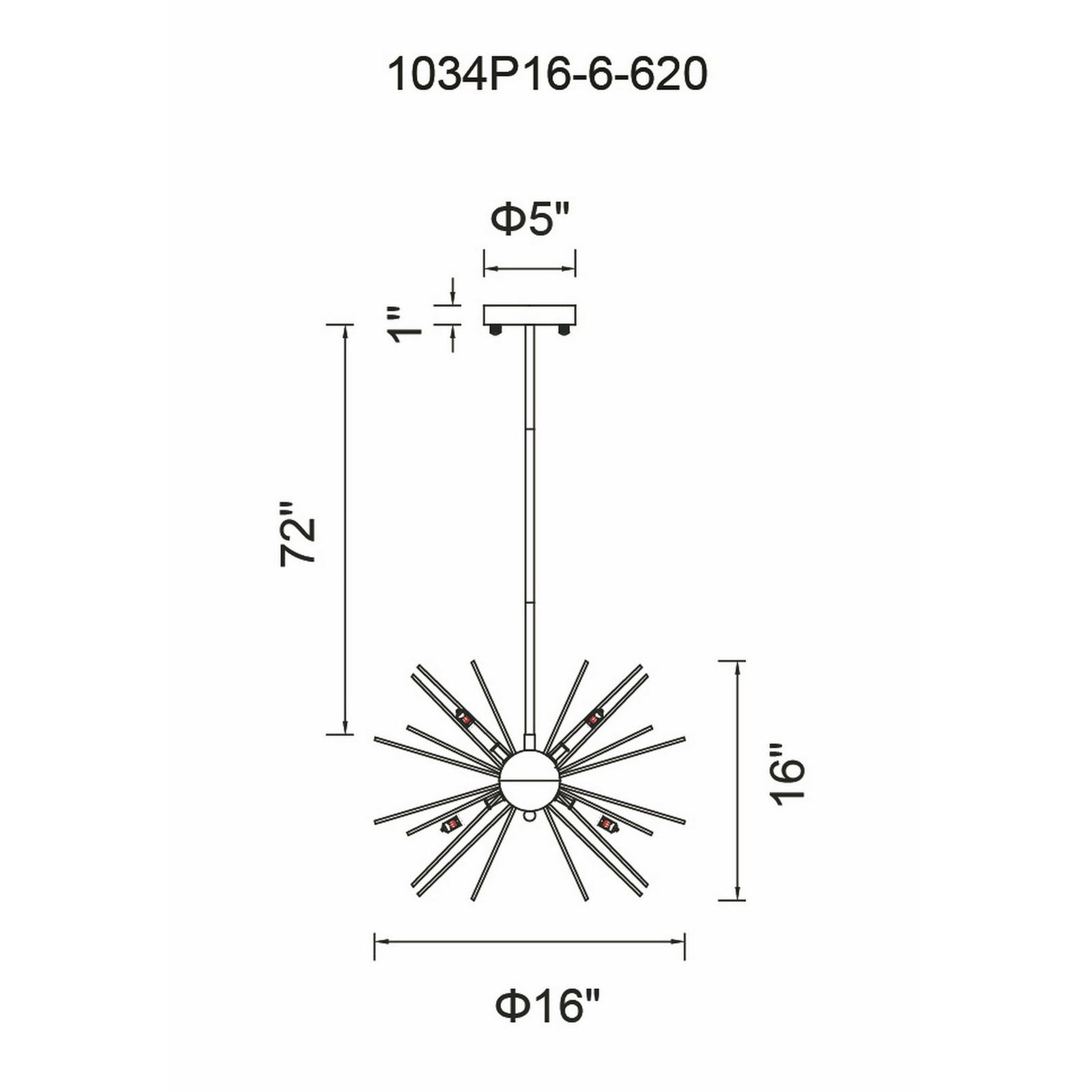 Savannah 6 Light 16in Gold Leaf Chandelier - CWI Lighting