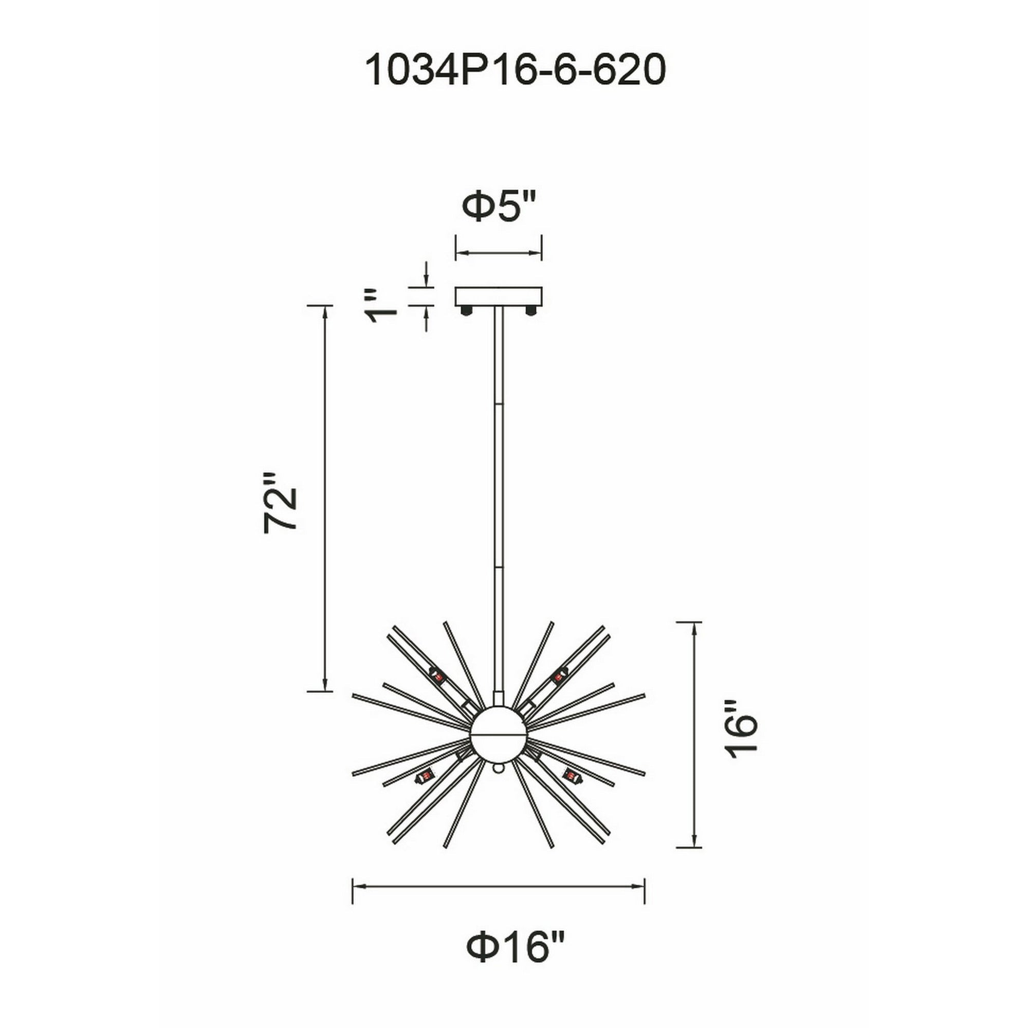 Savannah 6 Light 16in Gold Leaf Chandelier - CWI Lighting