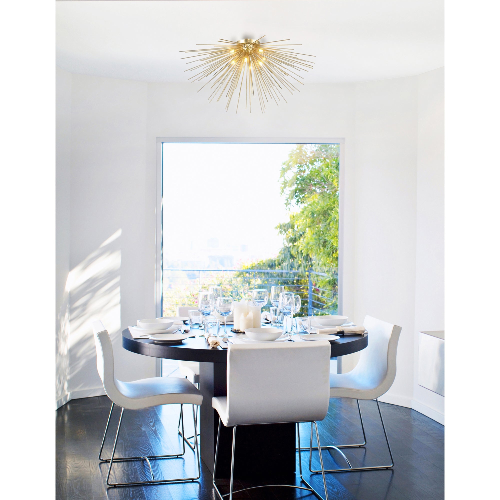 Savannah 8 Light 40in Gold Leaf Flush Mount - CWI Lighting