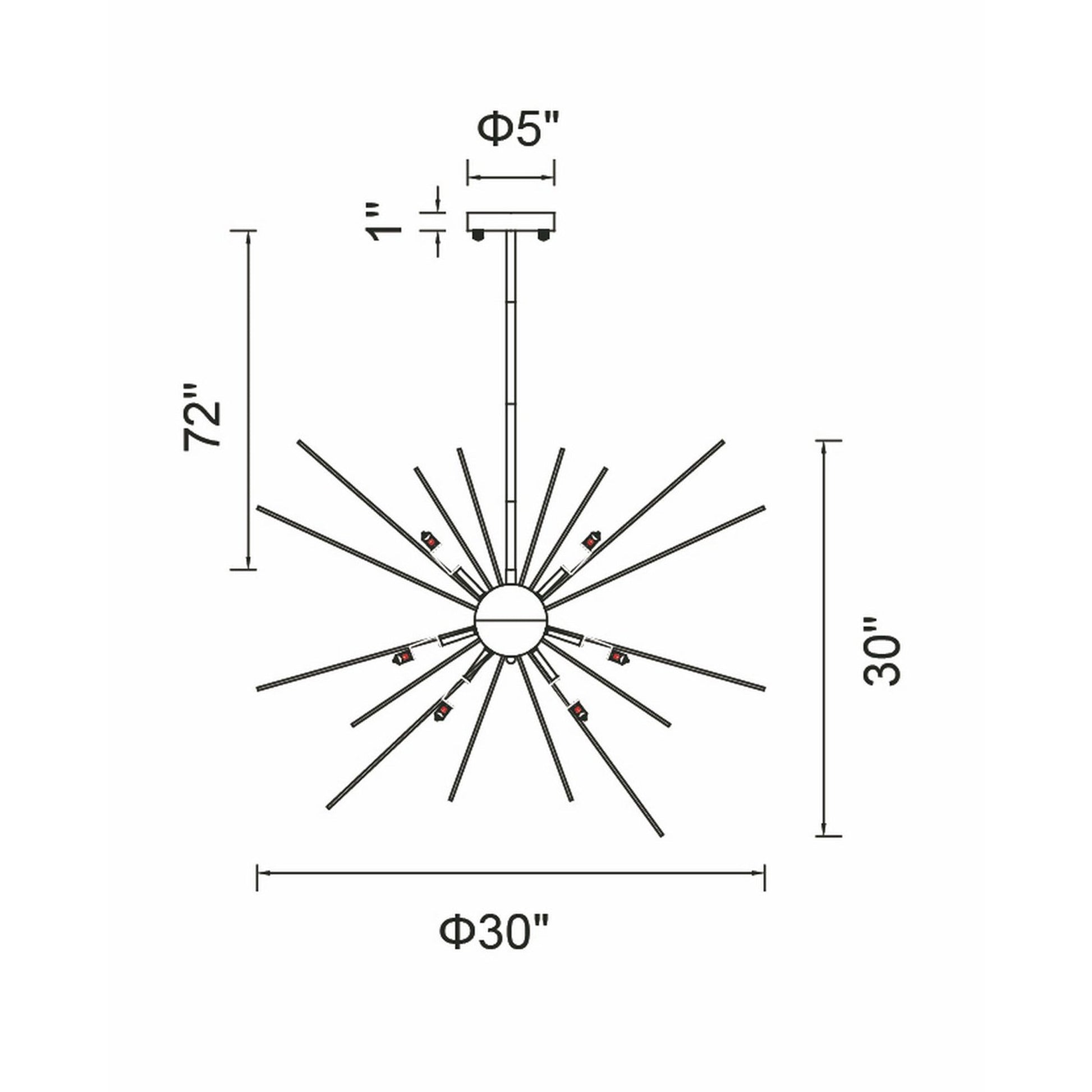 Savannah 9 Light 30in Black Chandelier - CWI Lighting