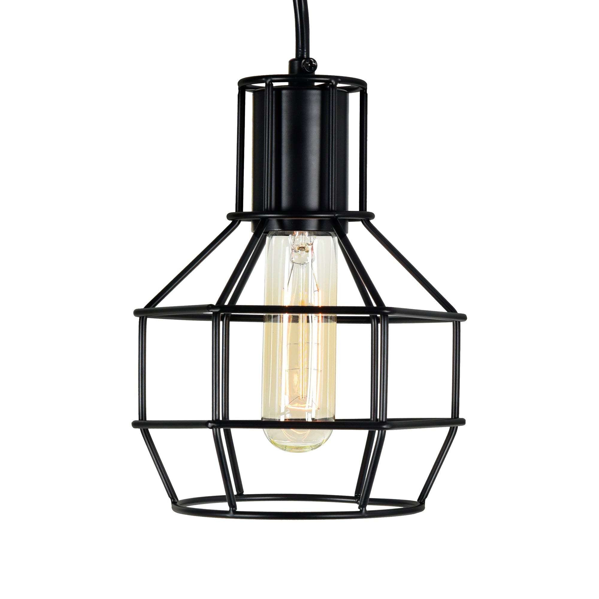 Secure 1 Light 6in Black Mini Pendant - CWI Lighting