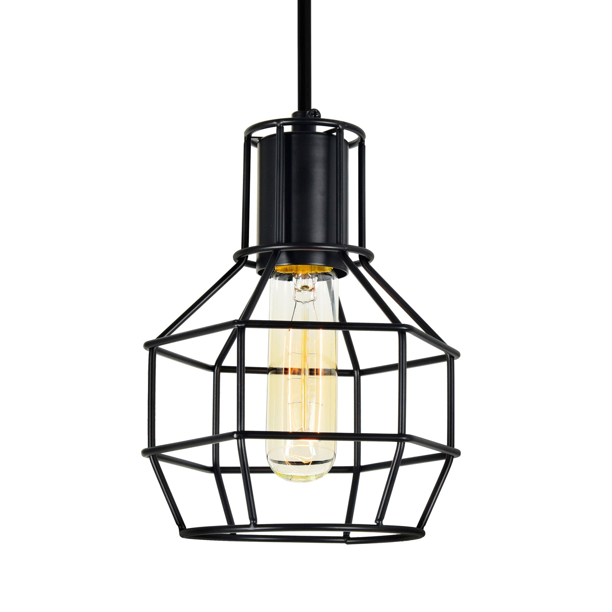 Secure 1 Light 6in Black Mini Pendant - CWI Lighting