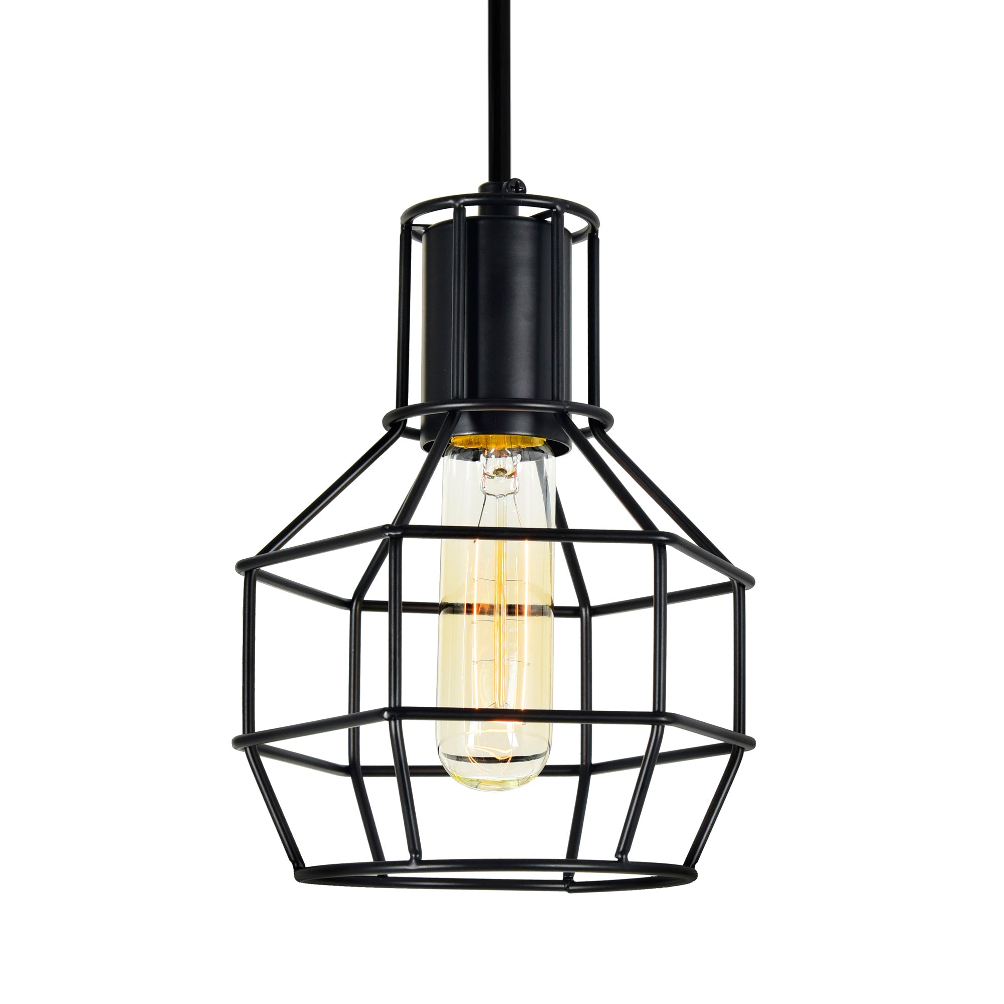 Secure 1 Light 6in Black Mini Pendant - CWI Lighting