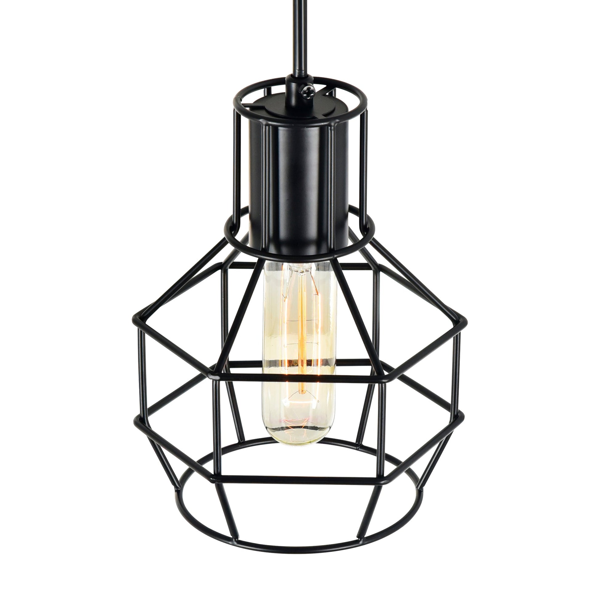 Secure 1 Light 6in Black Mini Pendant - CWI Lighting