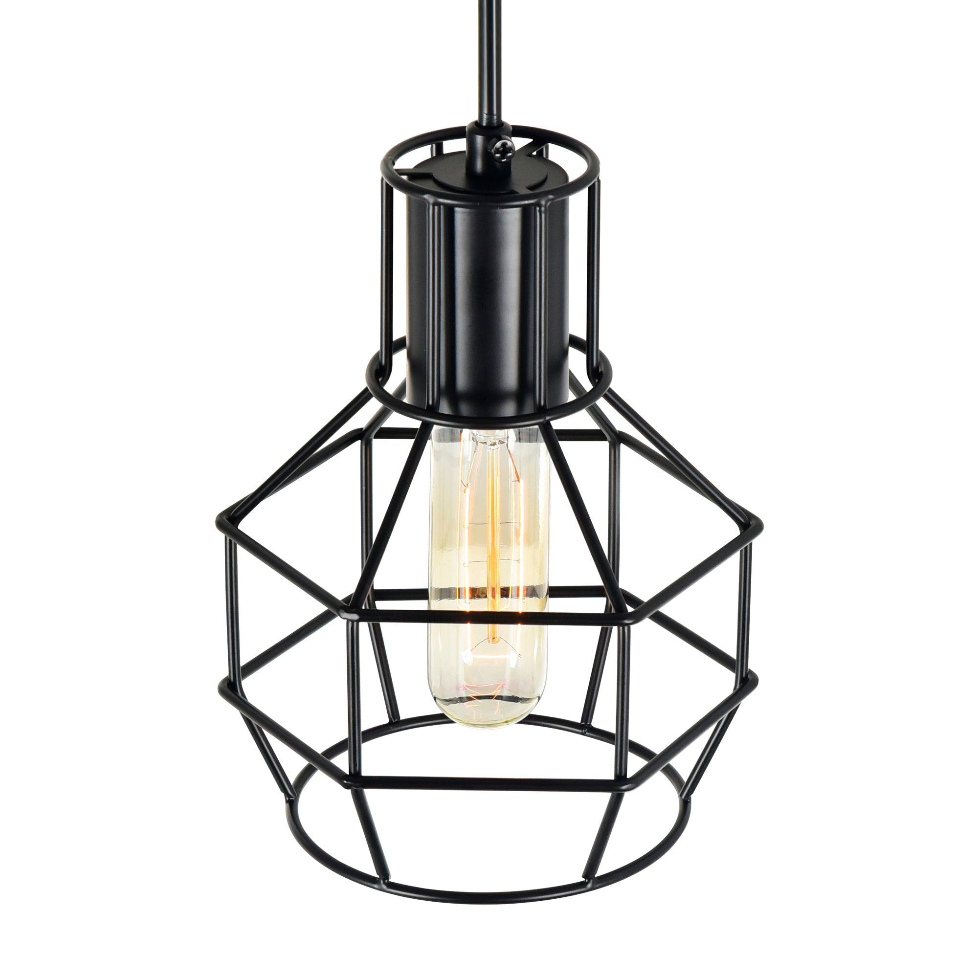 Secure 1 Light 6in Black Mini Pendant - CWI Lighting