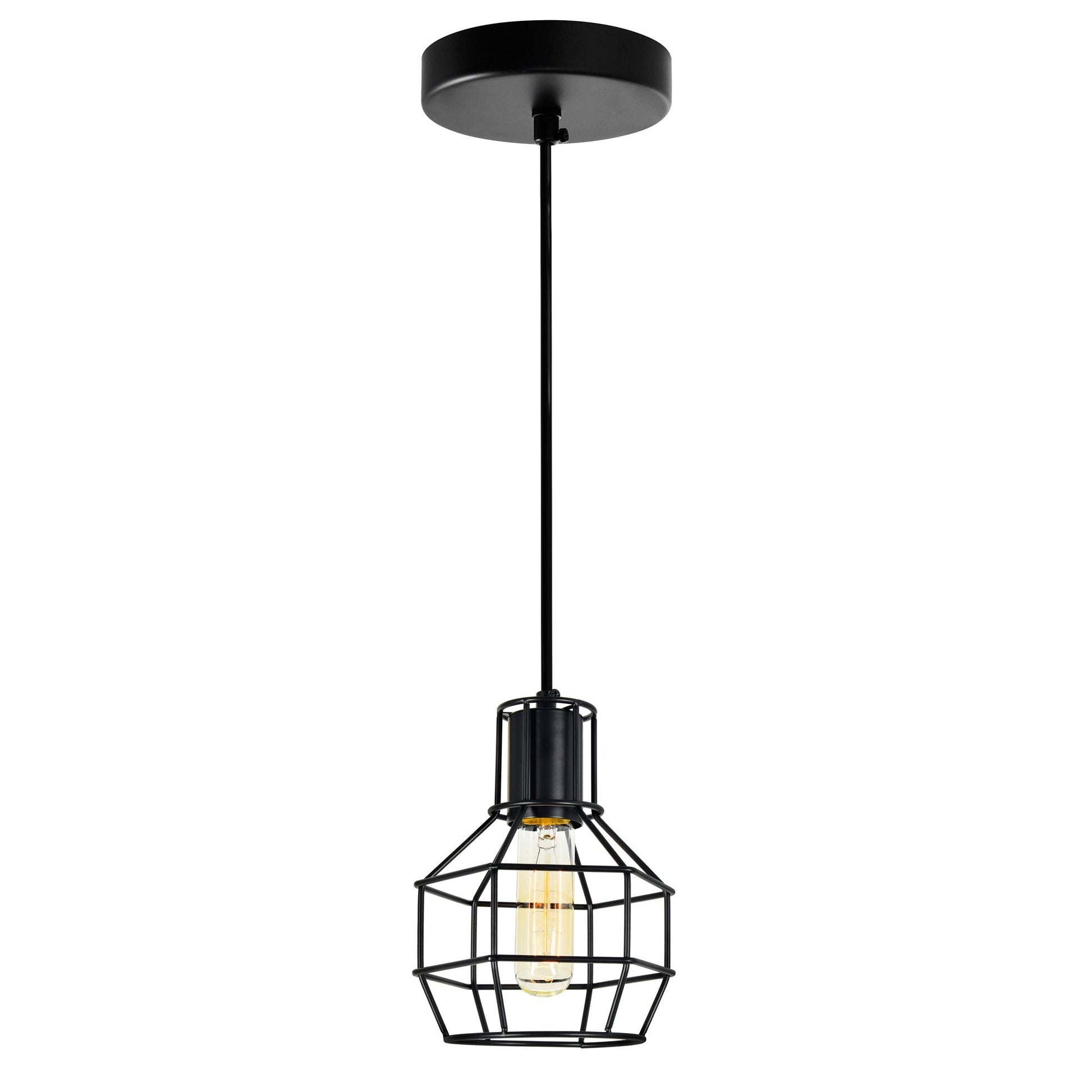 Secure 1 Light 6in Black Mini Pendant - CWI Lighting