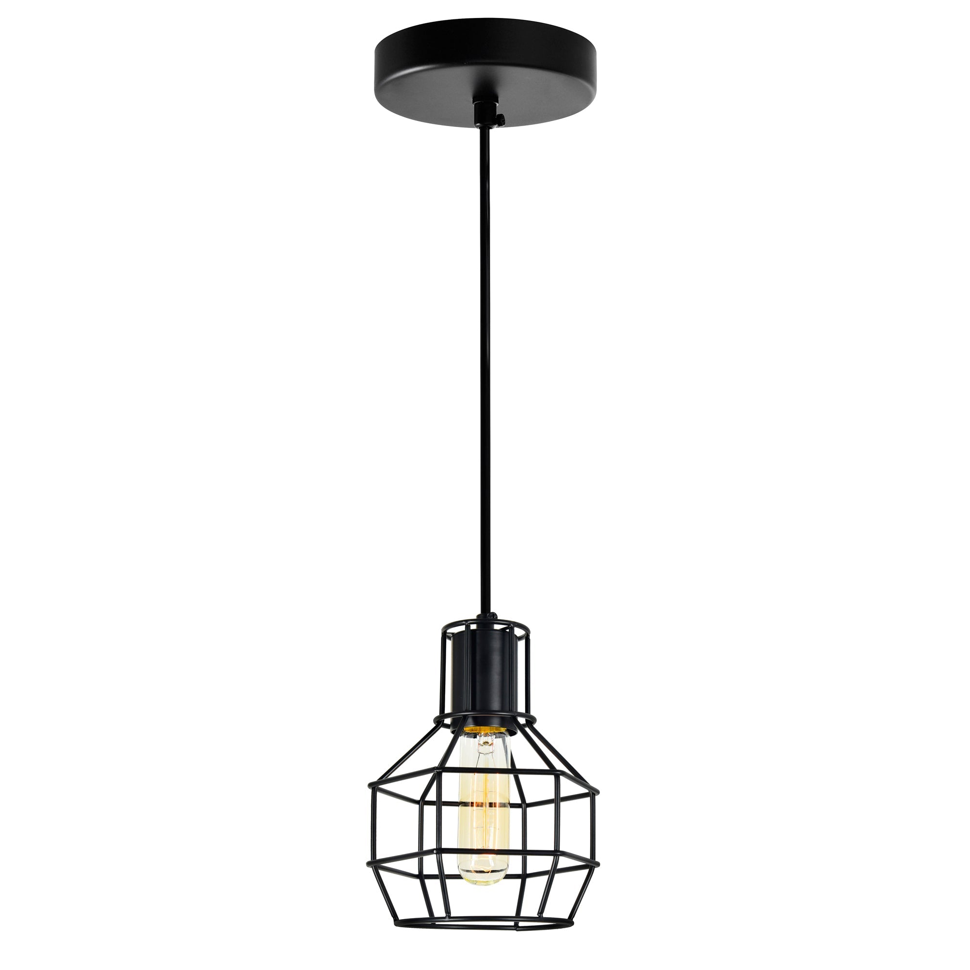 Secure 1 Light 6in Black Mini Pendant - CWI Lighting
