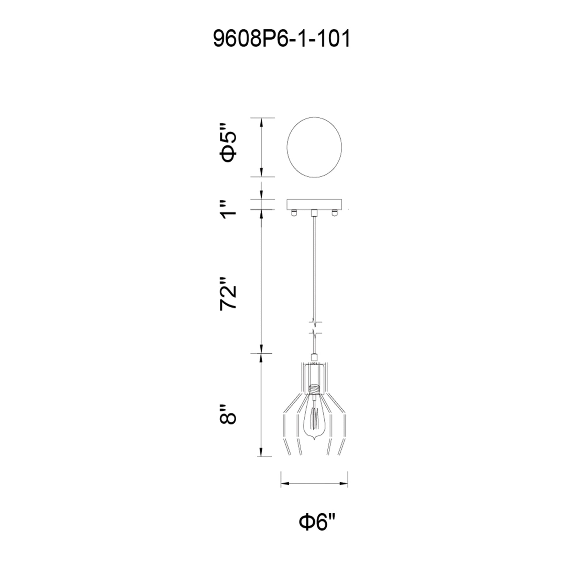 Secure 1 Light 6in Black Mini Pendant - CWI Lighting