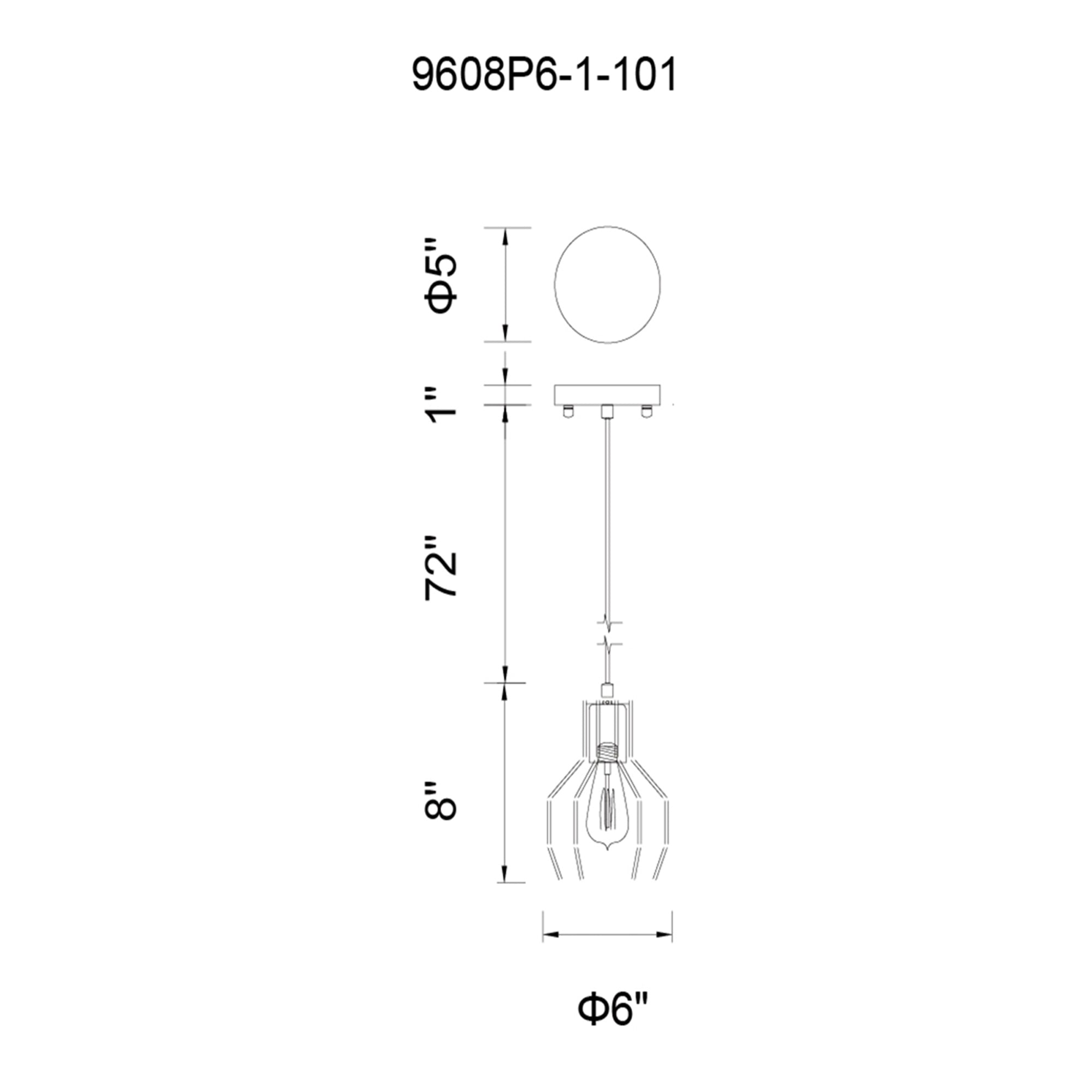 Secure 1 Light 6in Black Mini Pendant - CWI Lighting