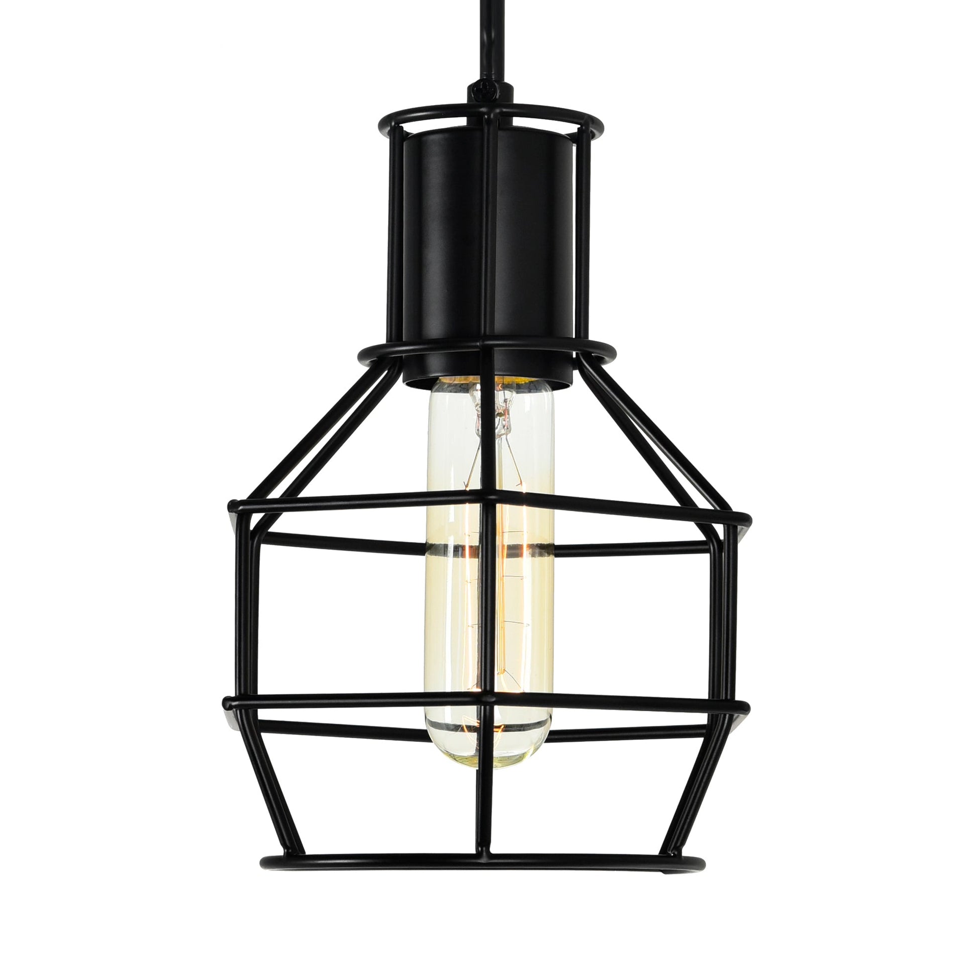 Secure 1 Light 6in Black Mini Pendant - CWI Lighting