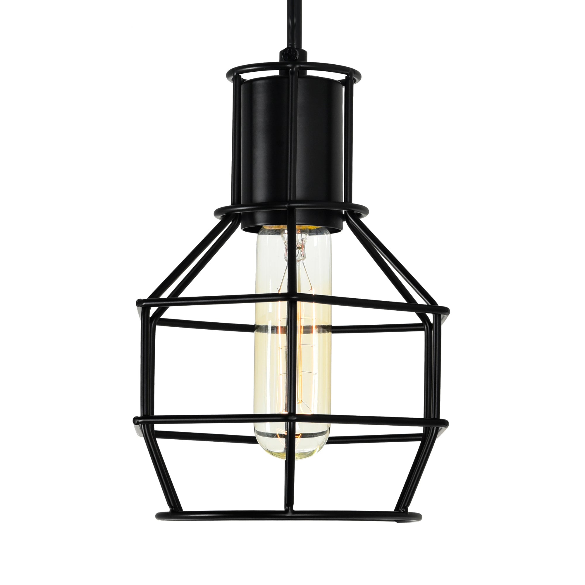 Secure 1 Light 6in Black Mini Pendant - CWI Lighting