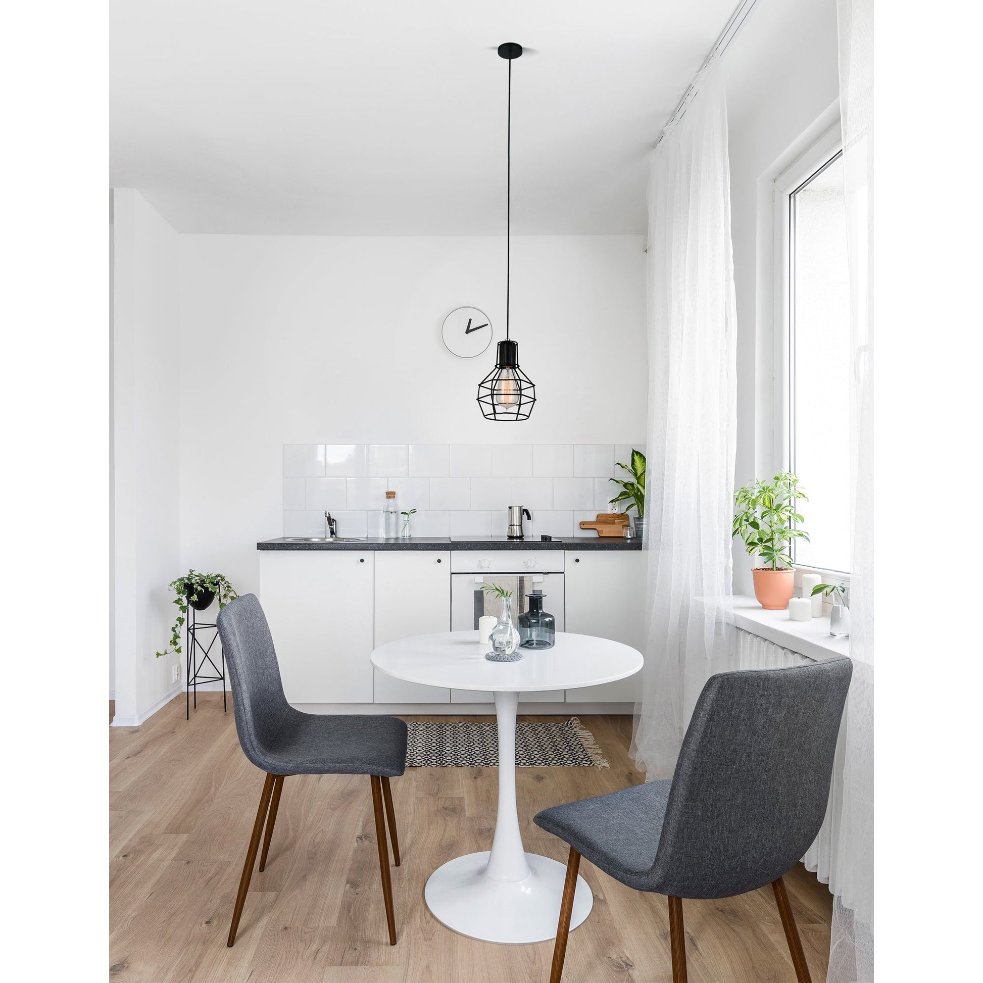 Secure 1 Light 6in Black Mini Pendant - CWI Lighting