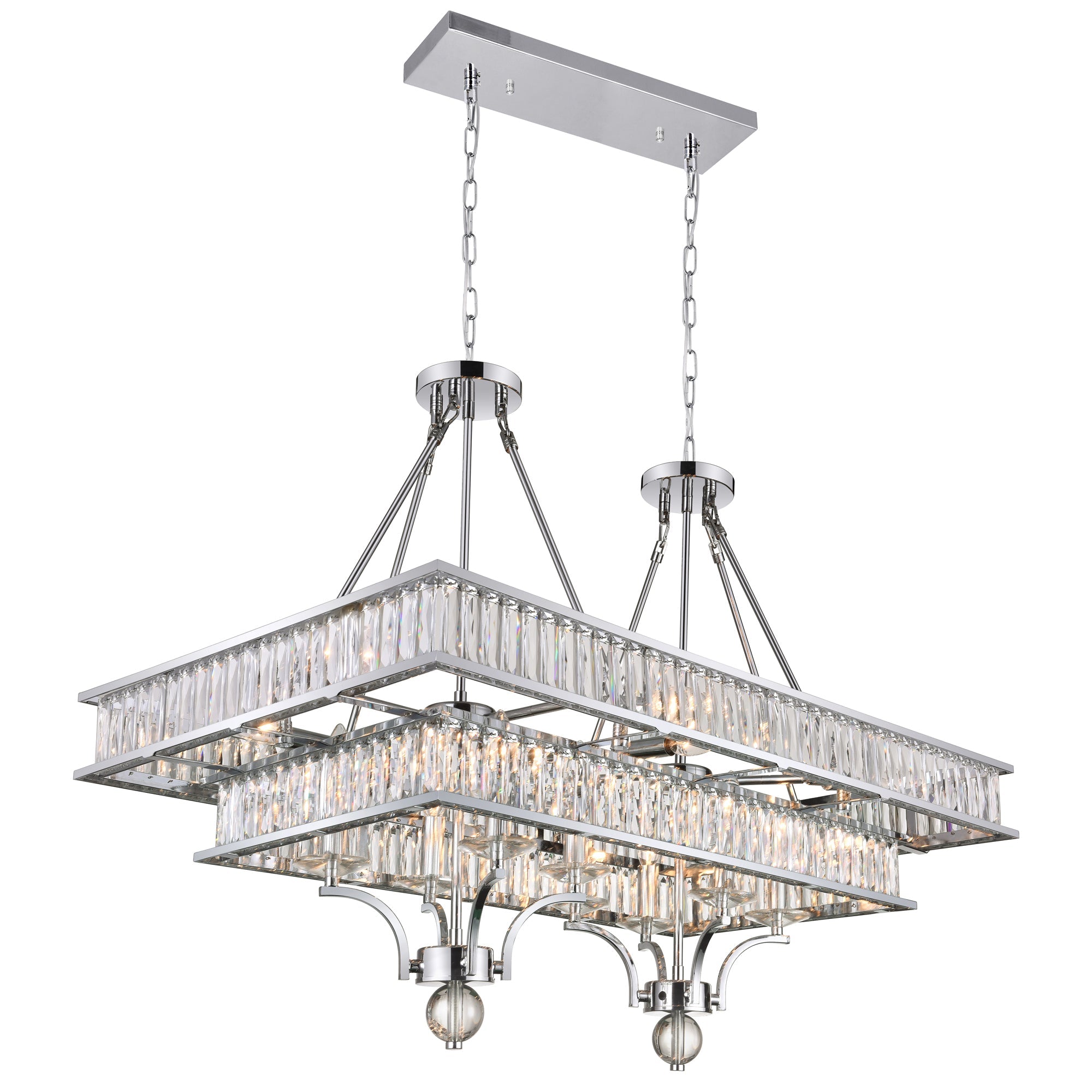 Shalia 16 Light Island Chandelier With Chrome Finish - CWI Lighting