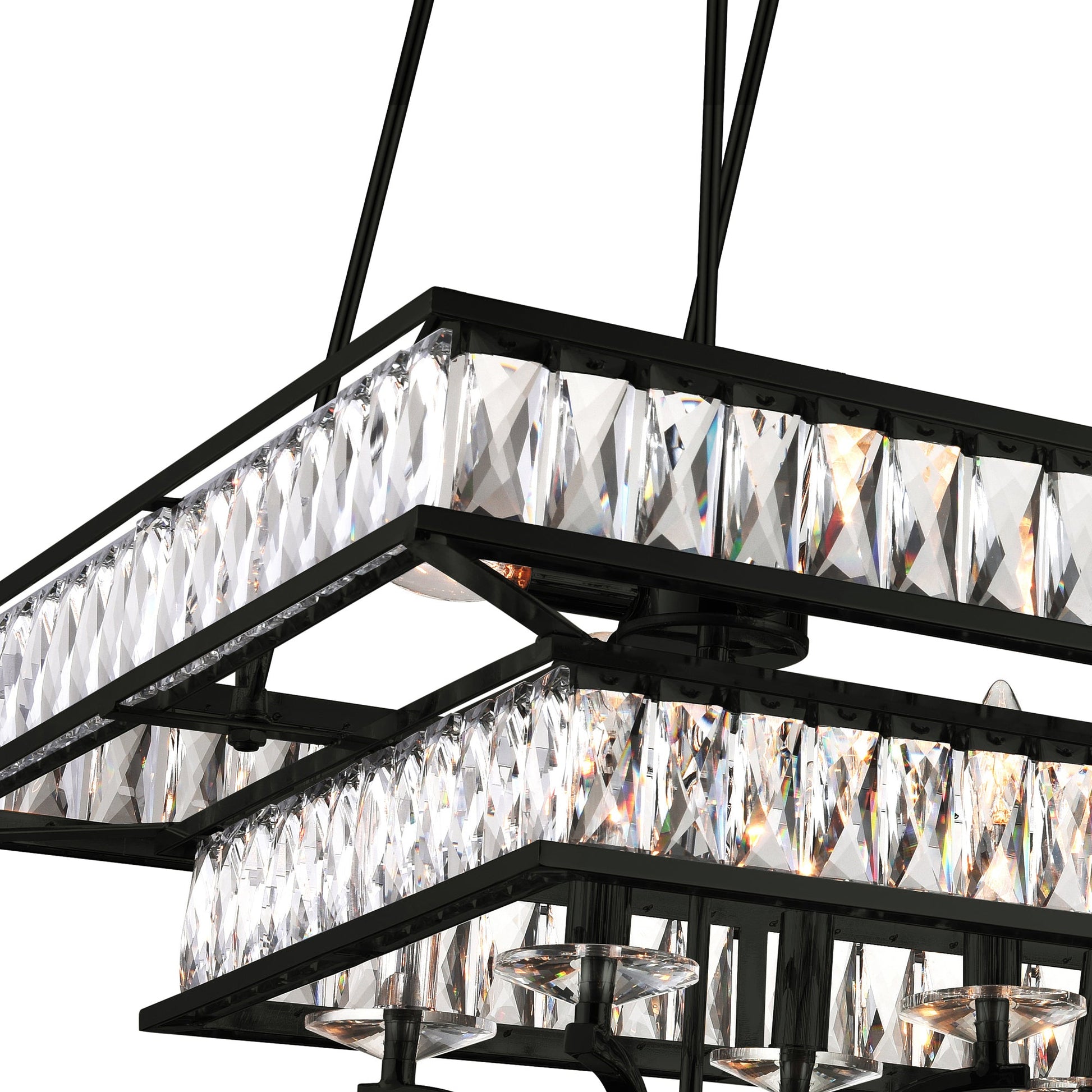 Shalia 20 Light Island Chandelier With Black Finish - CWI Lighting