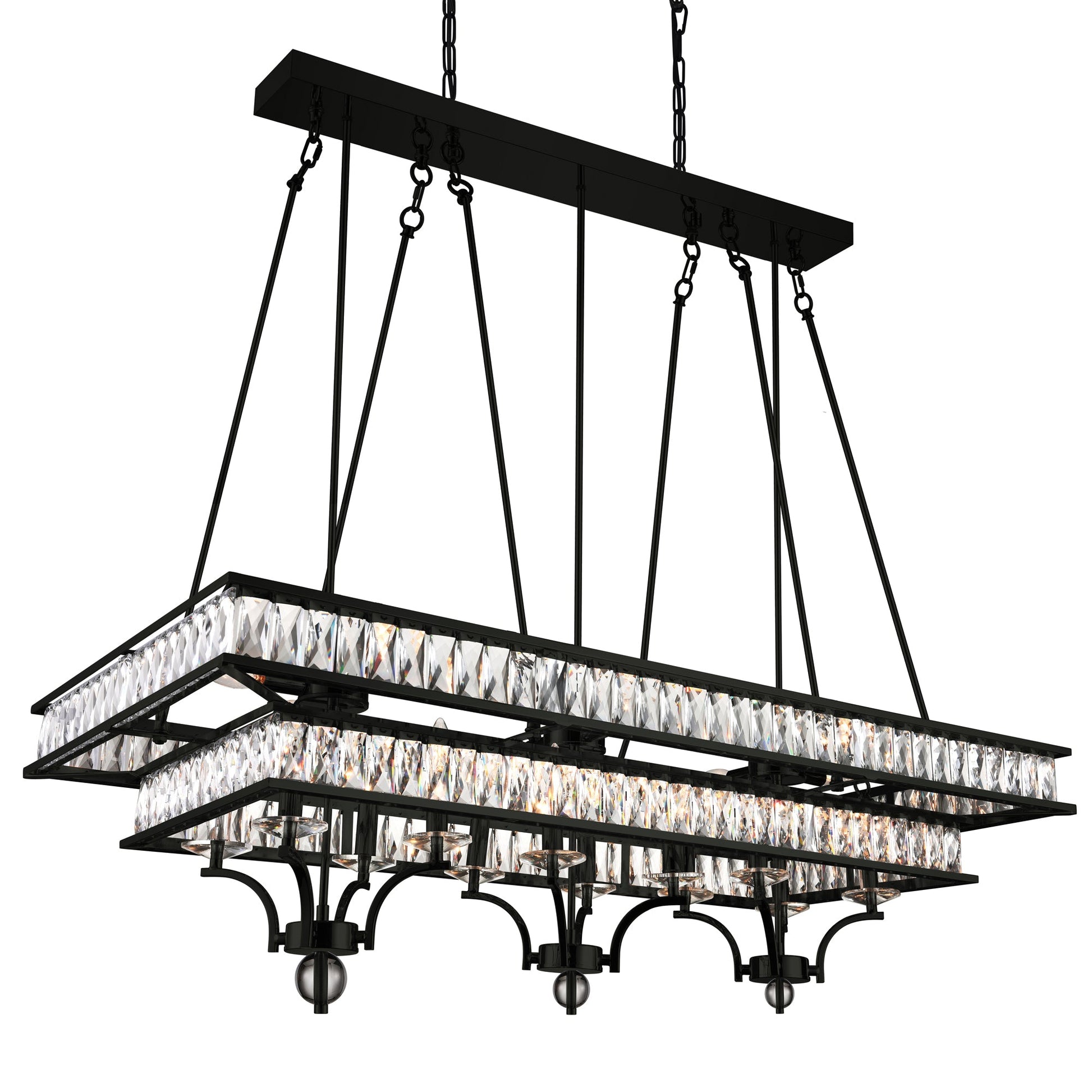 Shalia 20 Light Island Chandelier With Black Finish - CWI Lighting