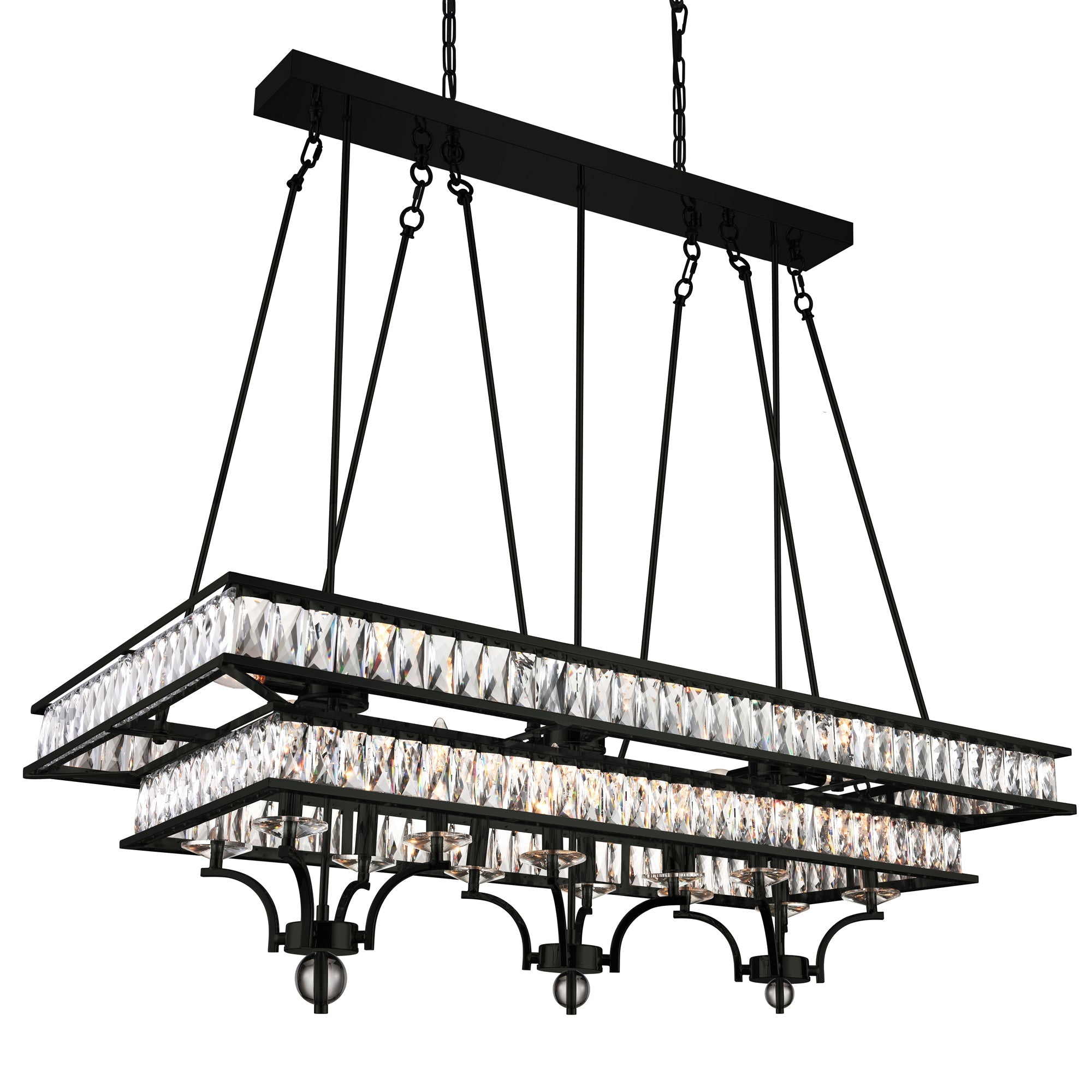 Shalia 20 Light Island Chandelier With Black Finish - CWI Lighting