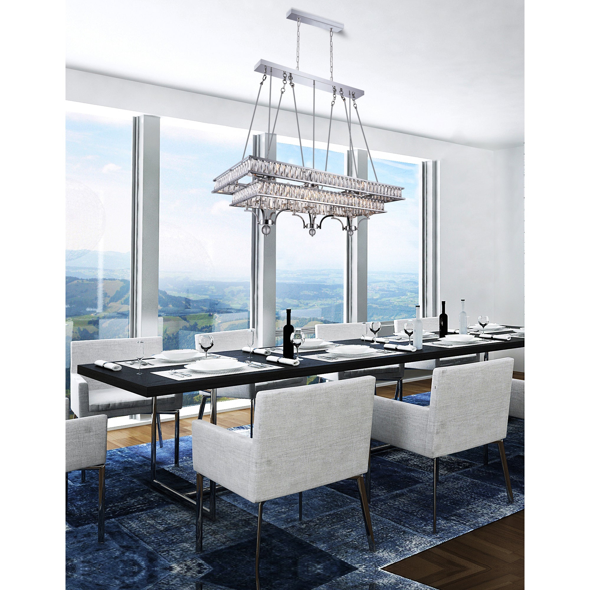 Shalia 20 Light Island Chandelier With Chrome Finish - CWI Lighting