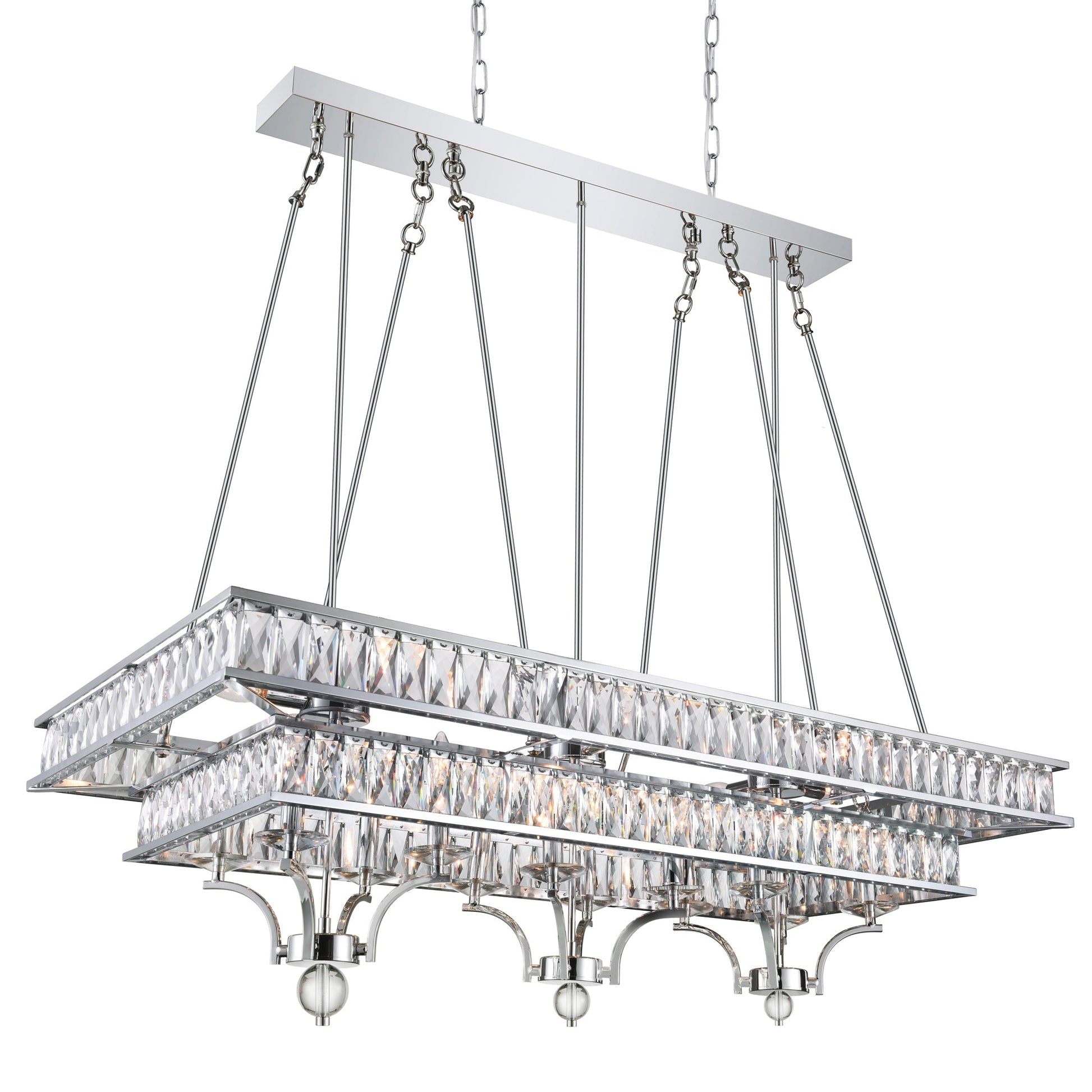 Shalia 20 Light Island Chandelier With Chrome Finish - CWI Lighting