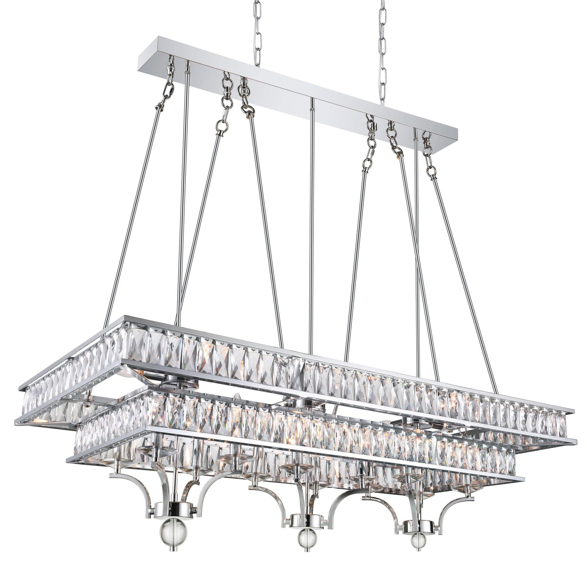 Shalia 20 Light Island Chandelier With Chrome Finish - CWI Lighting