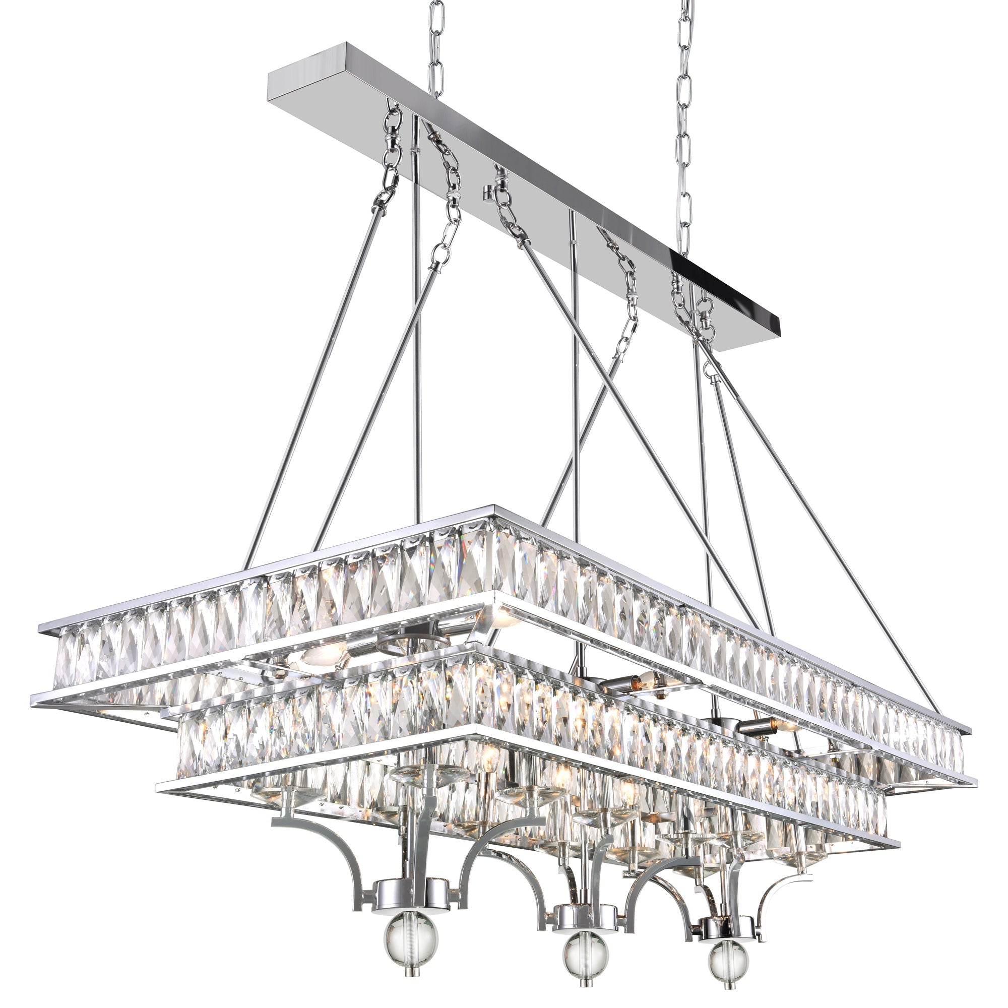 Shalia 20 Light Island Chandelier With Chrome Finish - CWI Lighting
