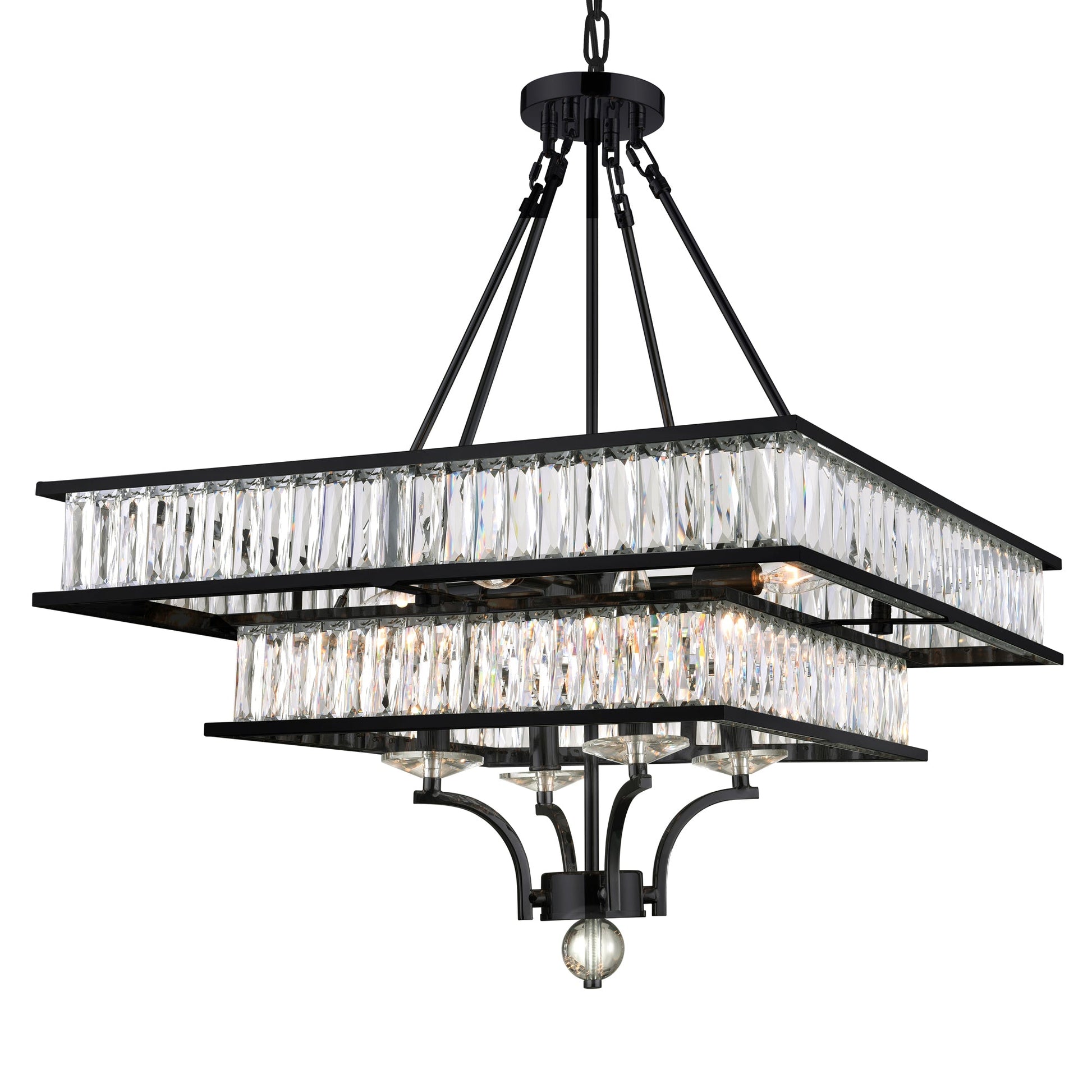 Shalia 8 Light Chandelier With Black Finish - CWI Lighting