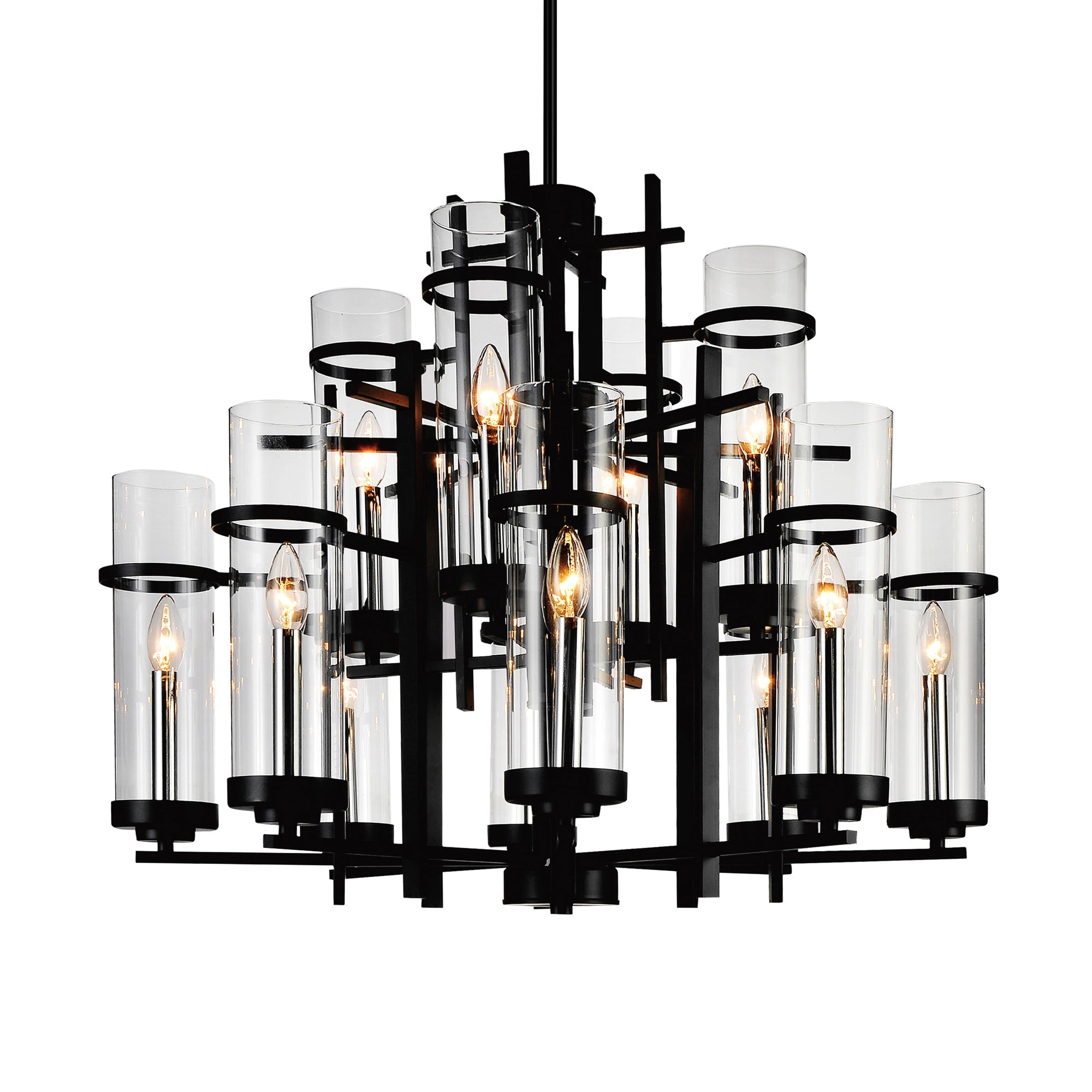Sierra 12 Light 30in Black Chandelier - CWI Lighting