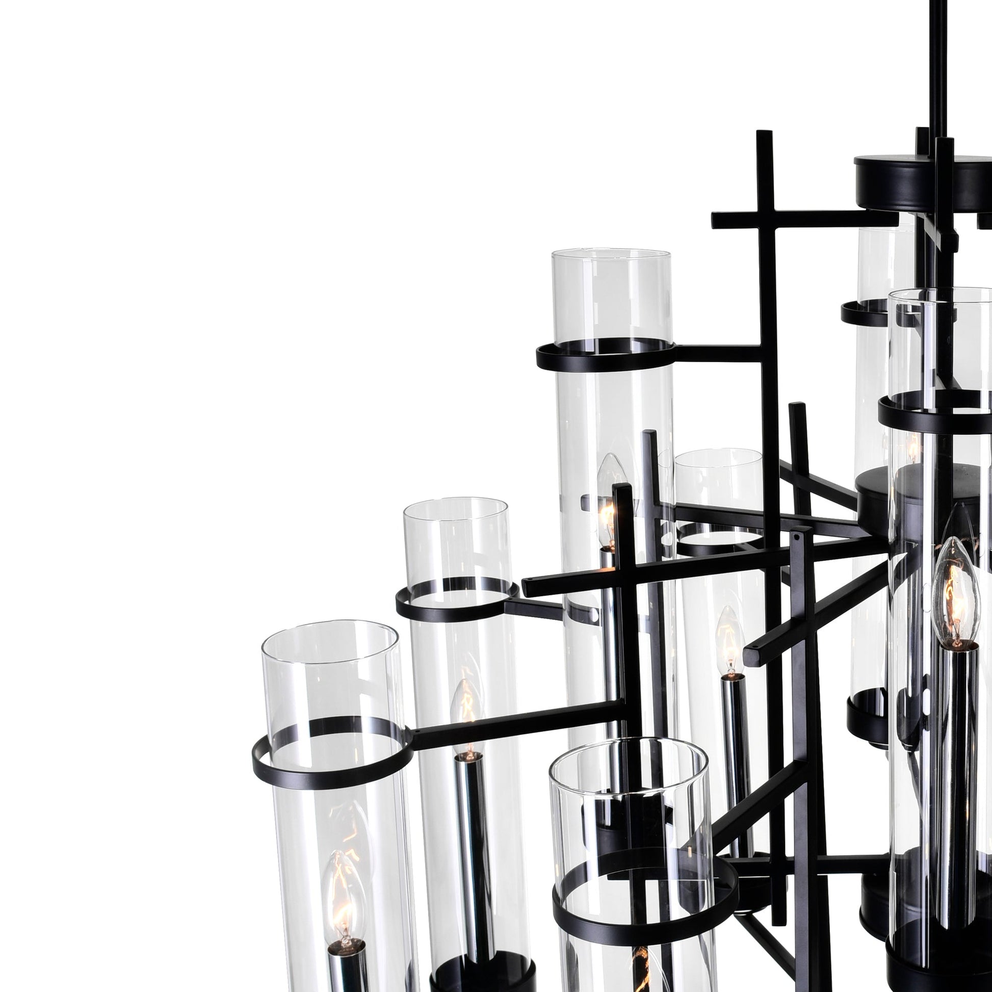 Sierra 12 Light 30in Black Chandelier - CWI Lighting