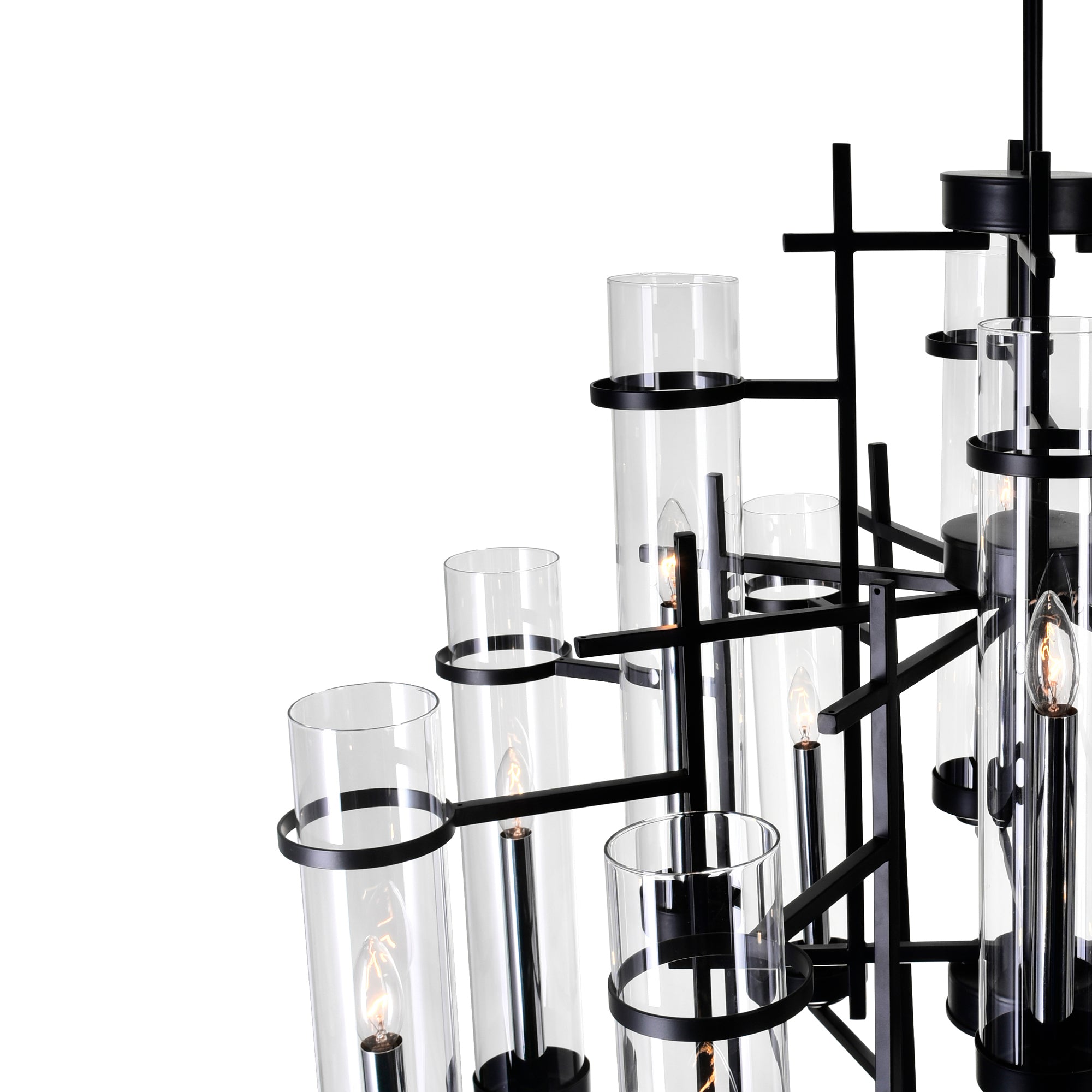 Sierra 12 Light 30in Black Chandelier - CWI Lighting